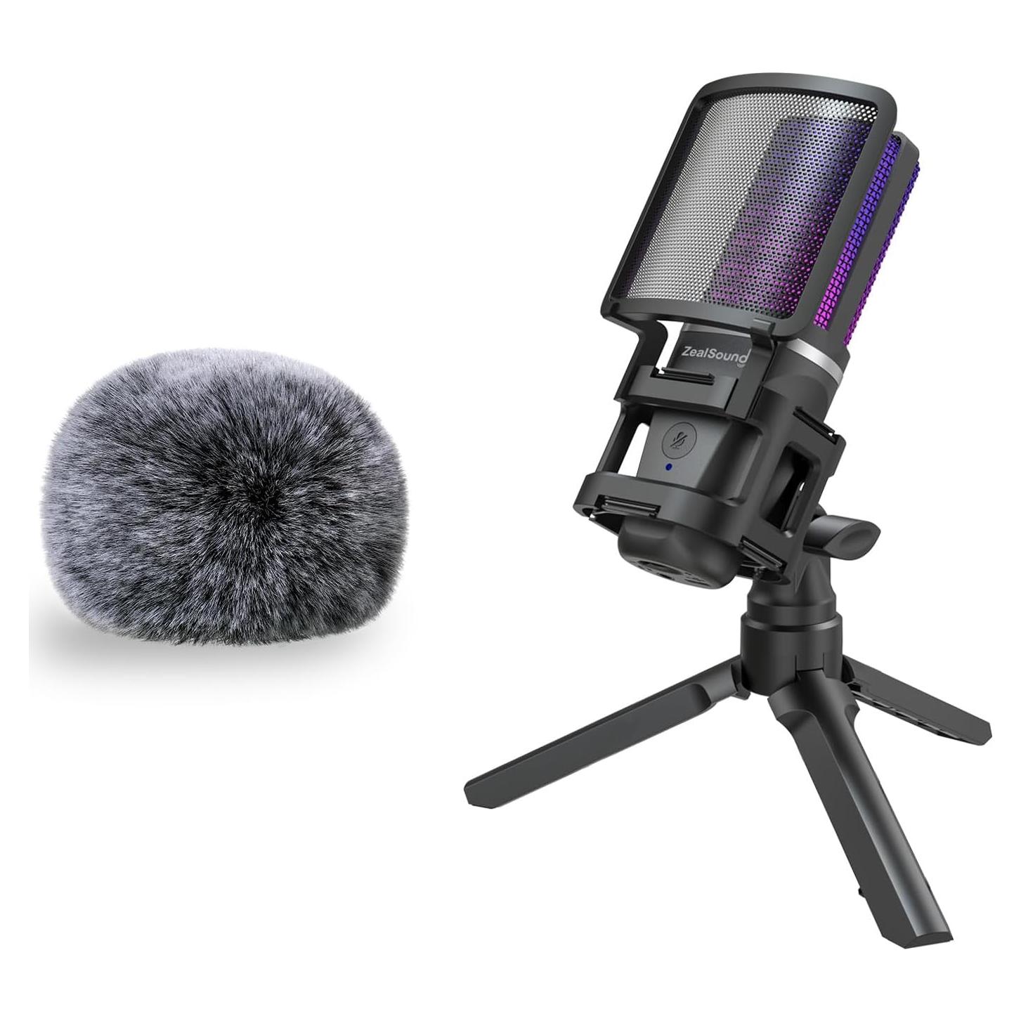 Micrófono USB RGB ZealSound BKD-11 con Filtro Pop D65k