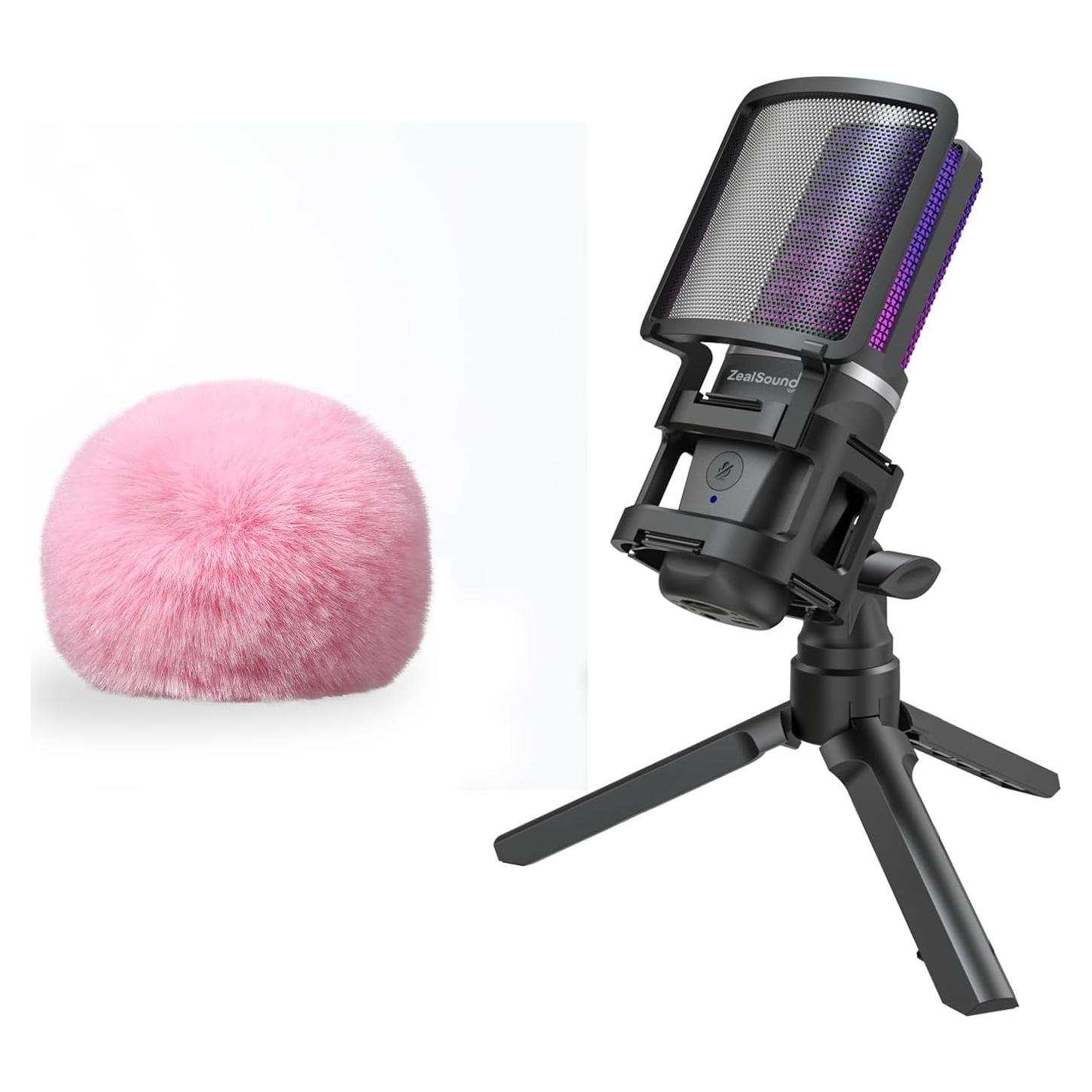 Micrófono USB RGB ZealSound BKD-11 con filtro pop D65p