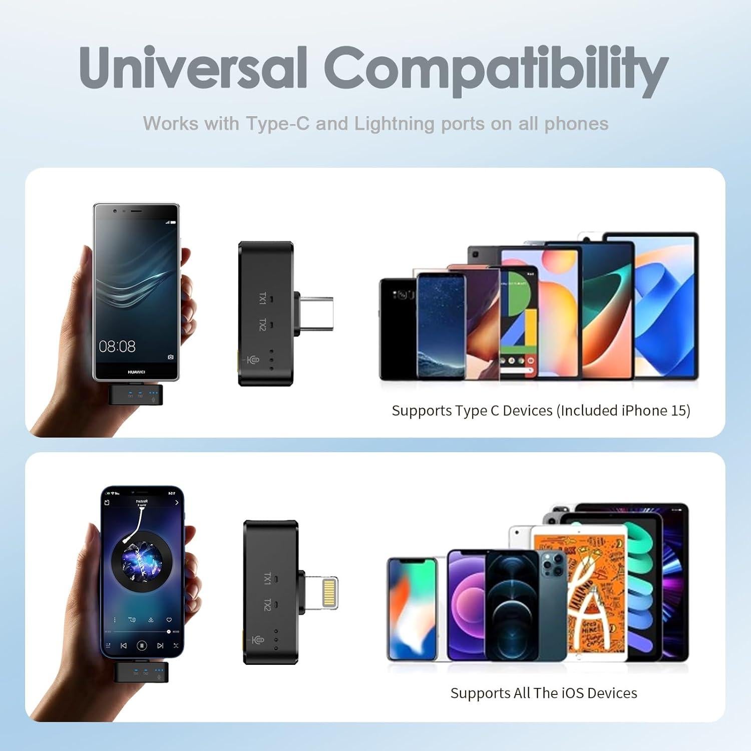 Micrófono Lavalier Inalámbrico Rythflo para iPhone/Android