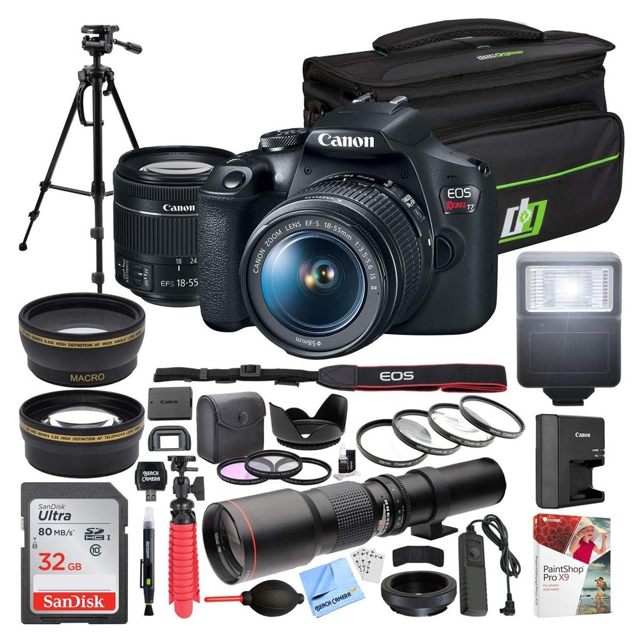 Cámara DSLR Canon EOS Rebel T7 Kit 18-55mm + Lente 500mm