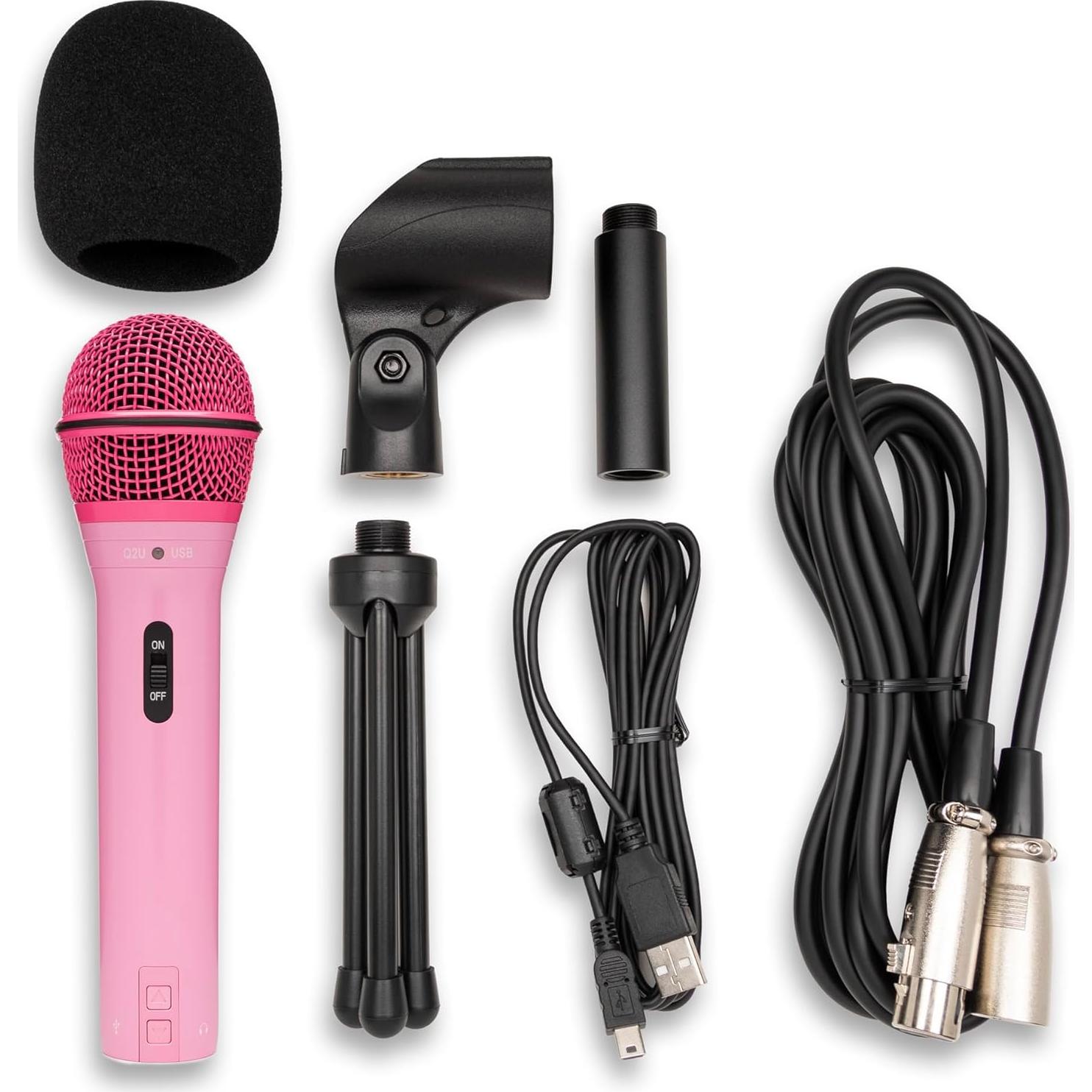 Micrófono Dinámico Samson Q2U USB/XLR Cardioide Rosa