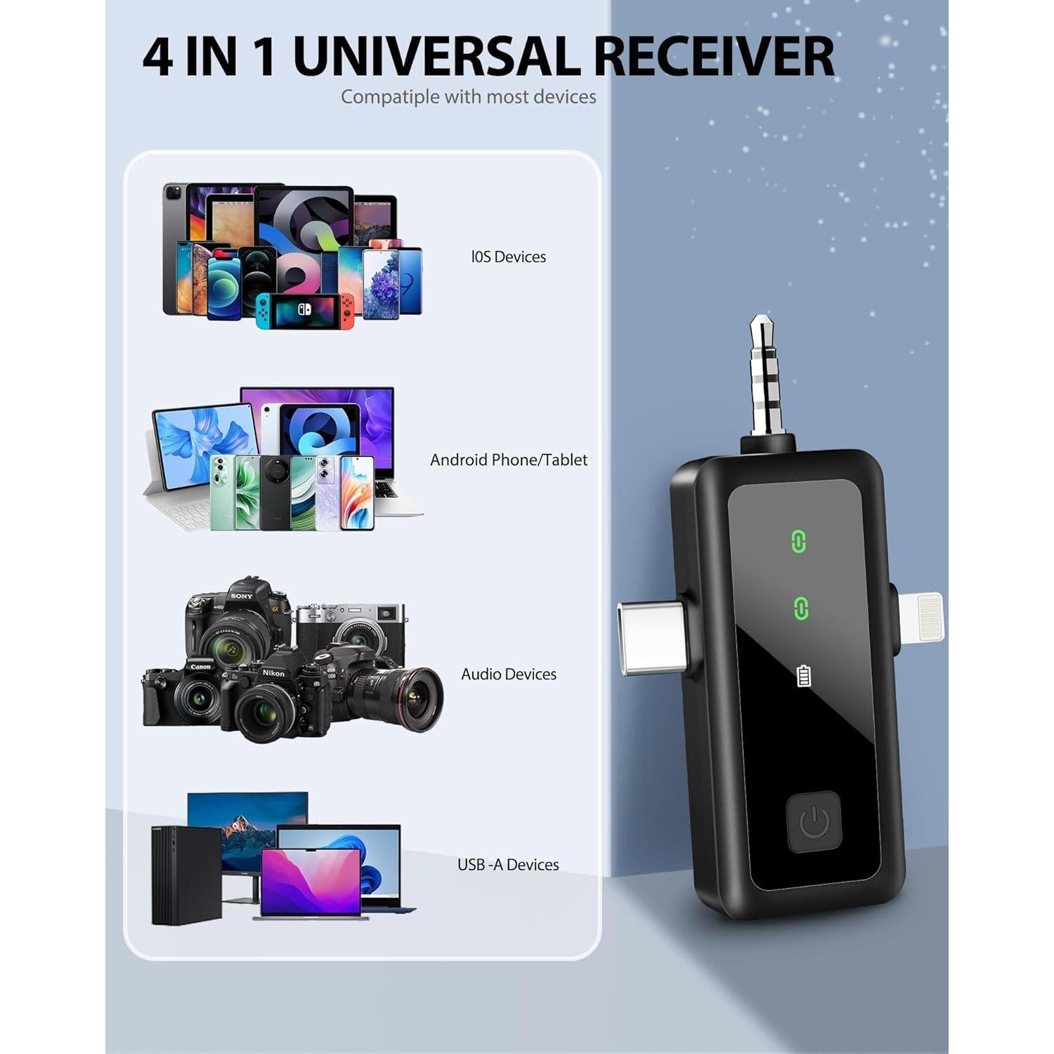 Micrófono Lavalier Inalámbrico M1 para iPhone y Android