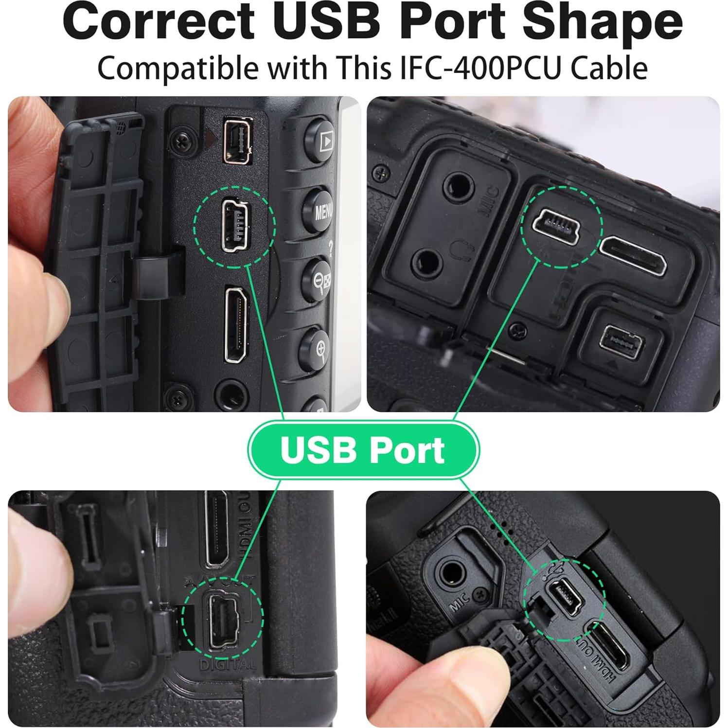 Cable USB Mini AGVEE 2.0m para Cámaras Canon DSLR y PowerShot
