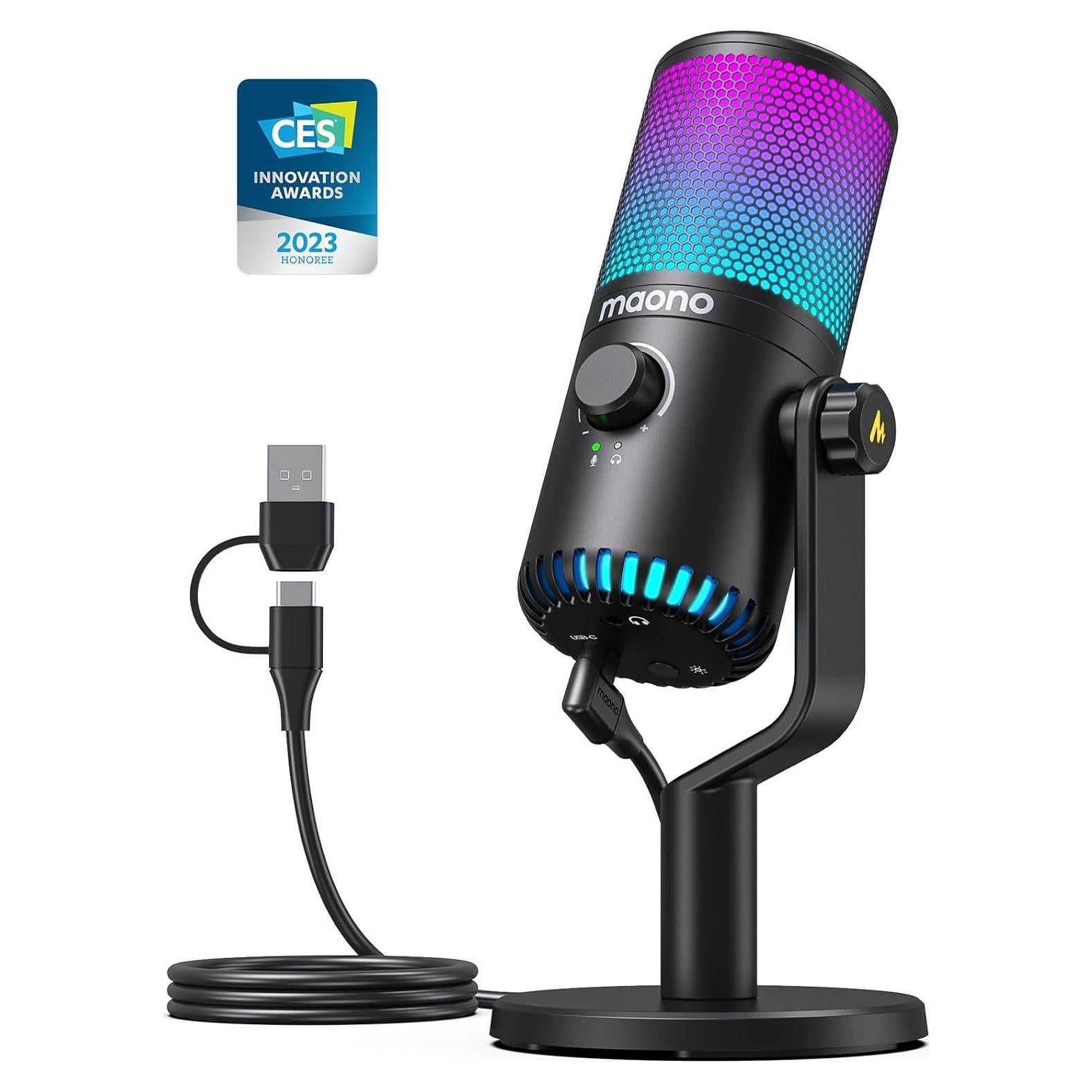 Micrófono USB MAONO DM30 RGB para Gaming y Streaming