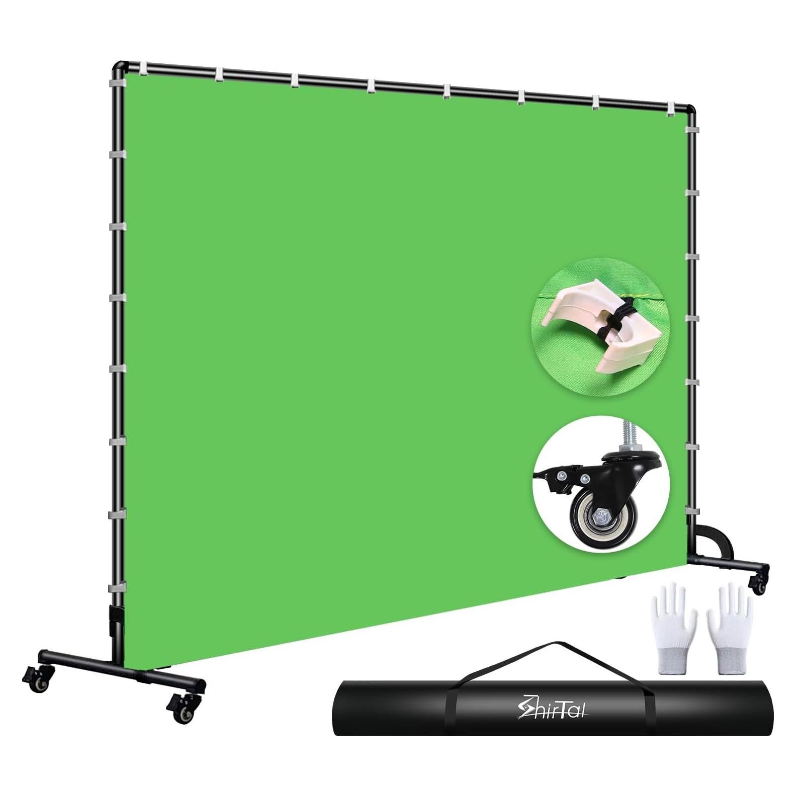 Pantalla Verde 2.13x3.05m con Soporte Móvil SHIRTAL