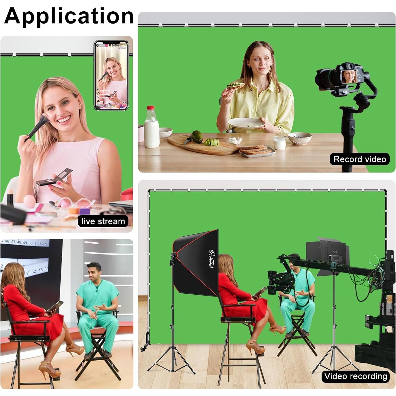 Pantalla Verde 2.13x3.05m con Soporte Móvil SHIRTAL