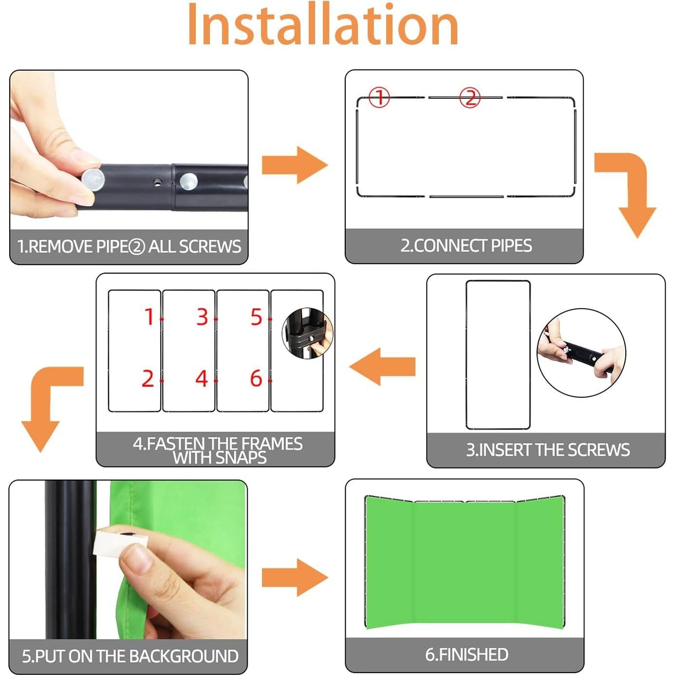 Fondo Verde Plegable 4x2.4m Shirtal con Soporte Resistente