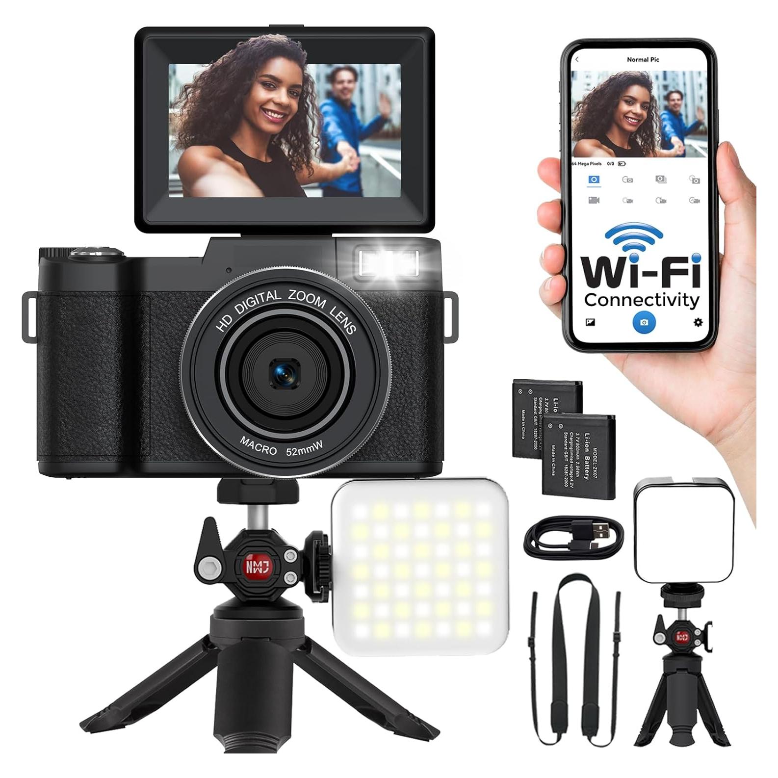 Cámara Digital 5K Novzzovaz VCam-WF1 64MP WiFi Pantalla Plegable