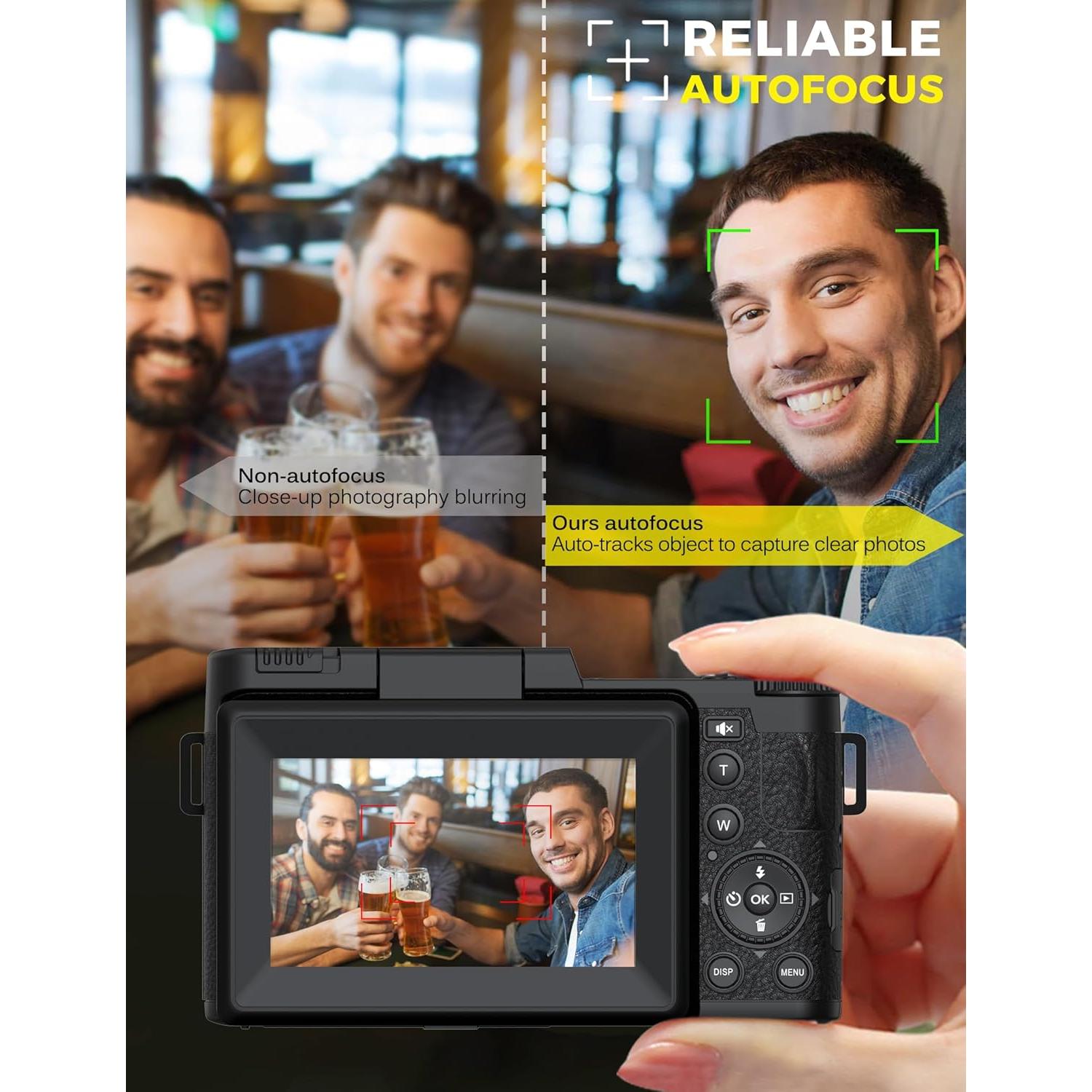 Cámara Digital 5K Novzzovaz VCam-WF1 64MP WiFi Pantalla Plegable