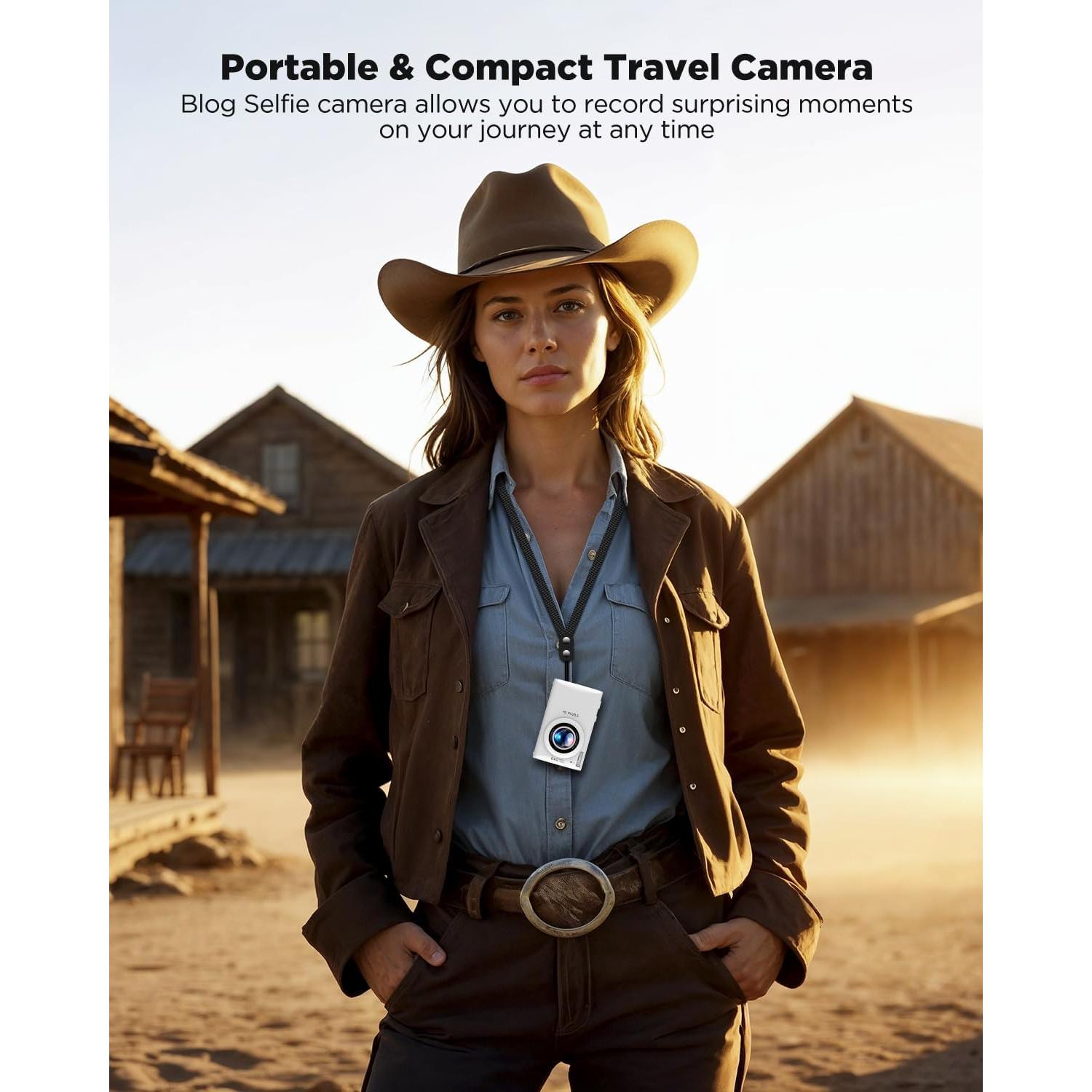 Digital Camera, Autofocus 64MP UHD 4K Vlogging Camera 18X Digital Zoom, Portable Compact Point and Shoot Digital Camera-White