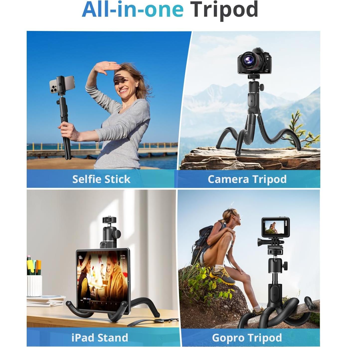 Trípode Extensible UBeesize 3 en 1 para Teléfonos y Cámaras