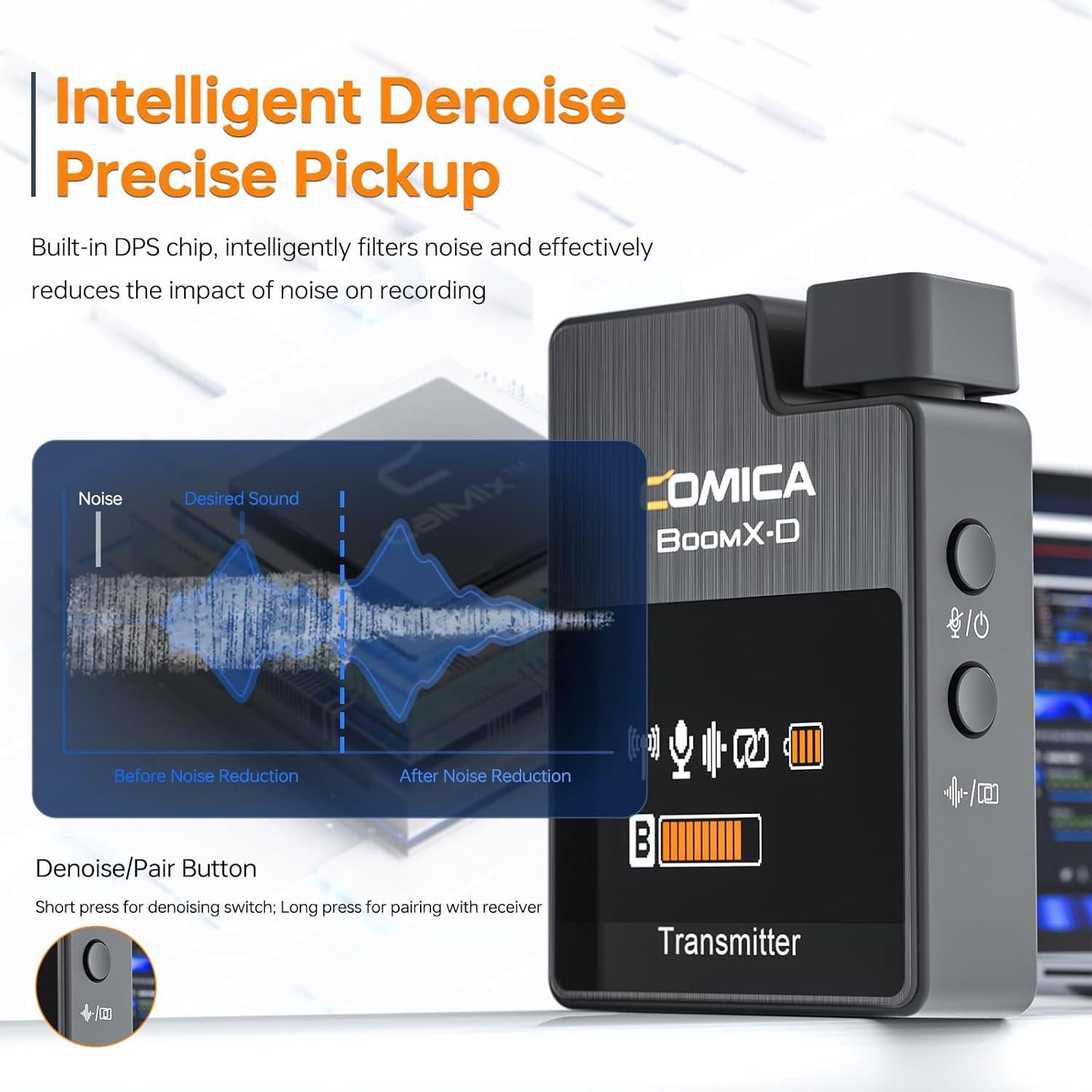 Micrófono Lavalier Inalámbrico Comica BoomX-D2 Dual 200m