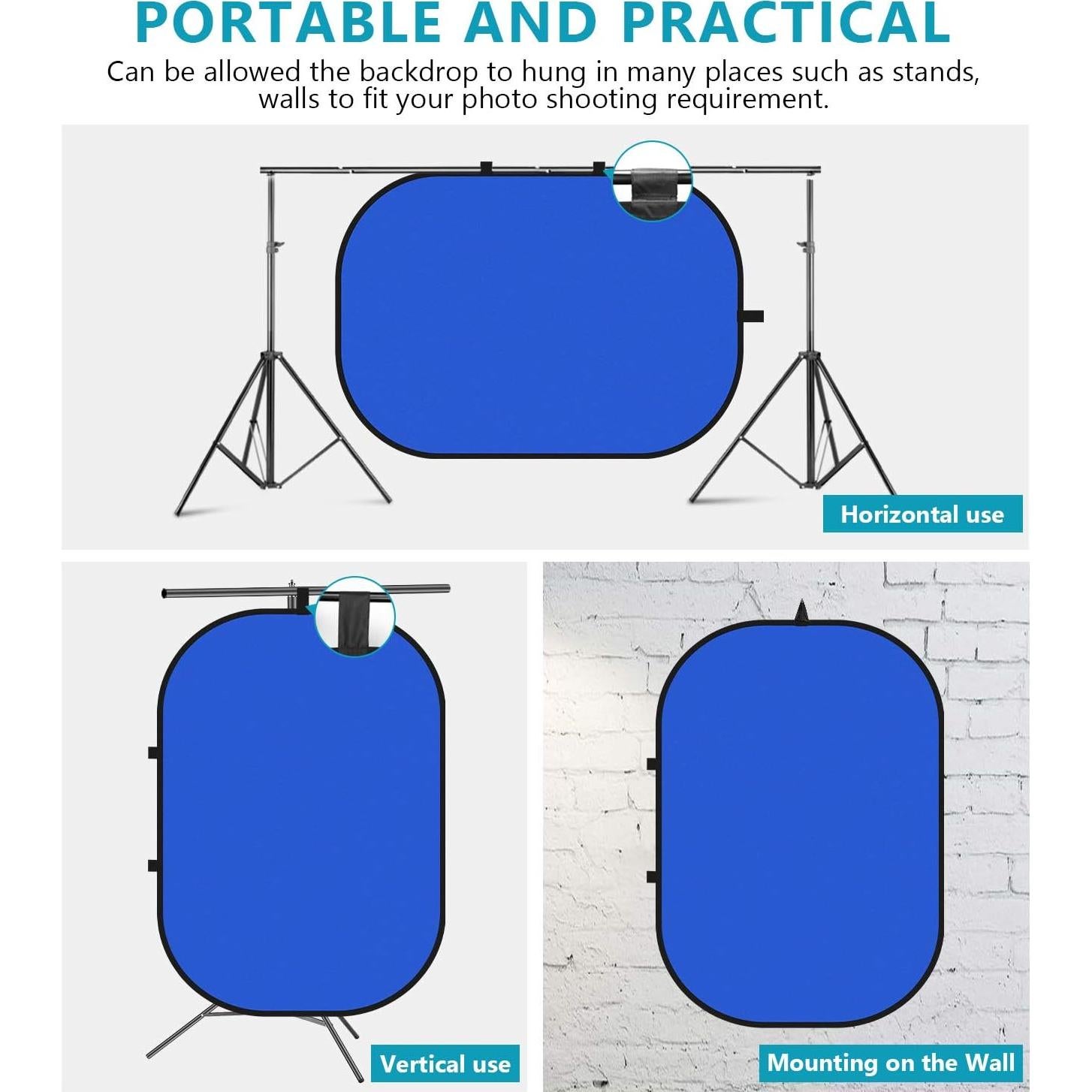 Fondo Chromakey Plegable Neewer 1.5x2m Verde Azul con Soporte