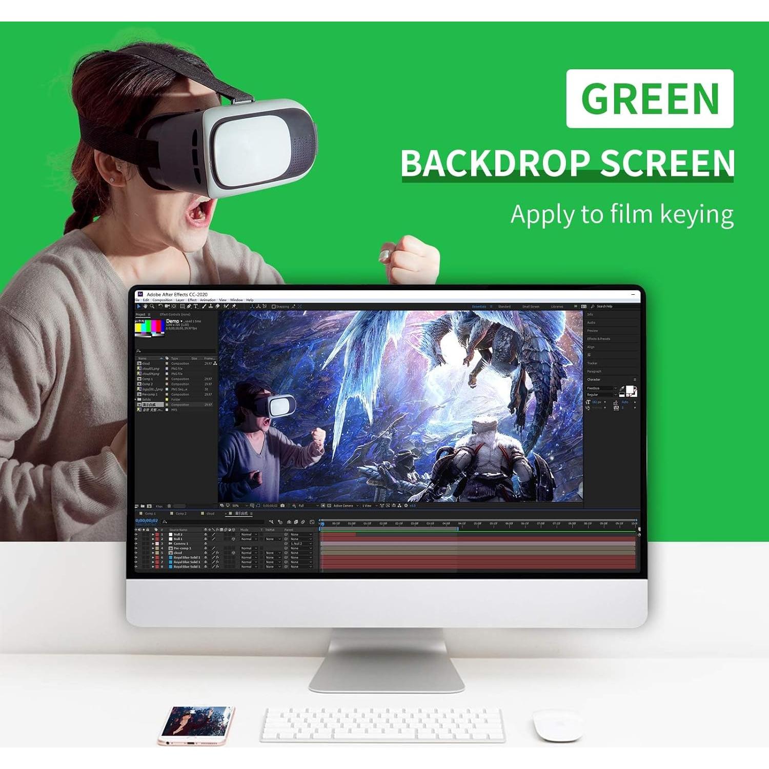 Fondo de Fotografía Neewer 3x6m Verde Chromakey para Estudio