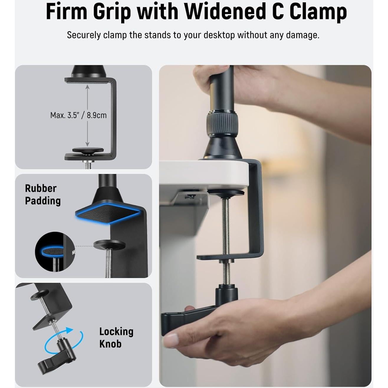 NEEWER Overhead Camera Mount Rig with Dual Ball Head Super Clamp/Phone Holder/C Clamp for Desktop Top Down Shots, Metal Multi Device Mount Platform for Photography Live Streaming Video Making, NK003