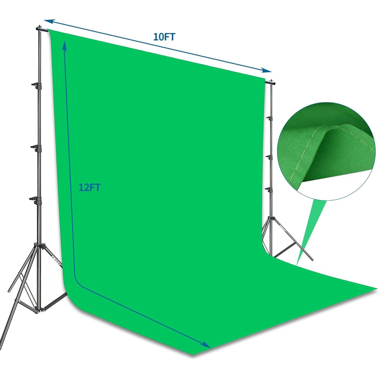 Kit de Soporte de Fondo Verde EMART 2.6x3.0m para Fotografía