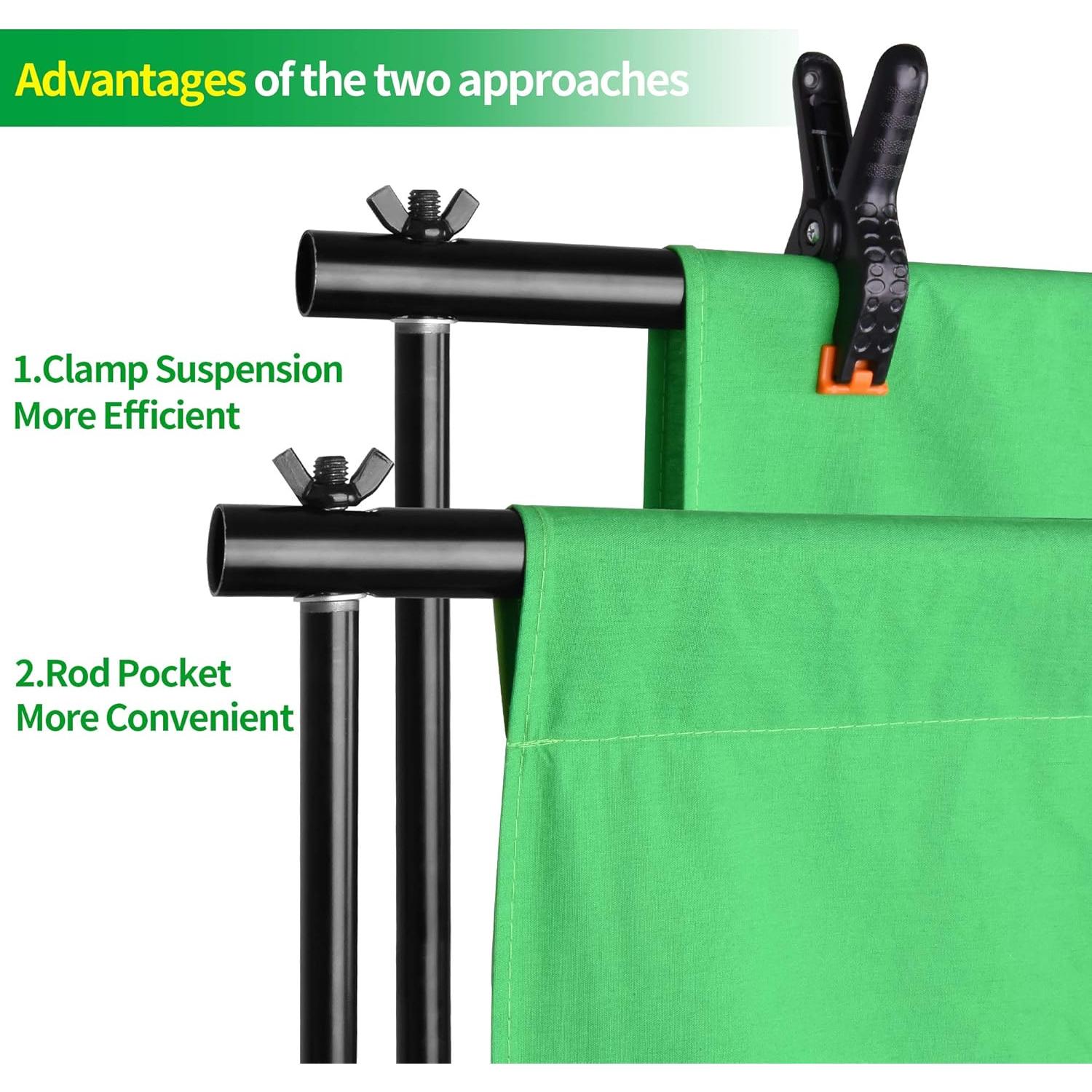 Kit de Soporte de Fondo Verde EMART 2.6x3.0m para Fotografía