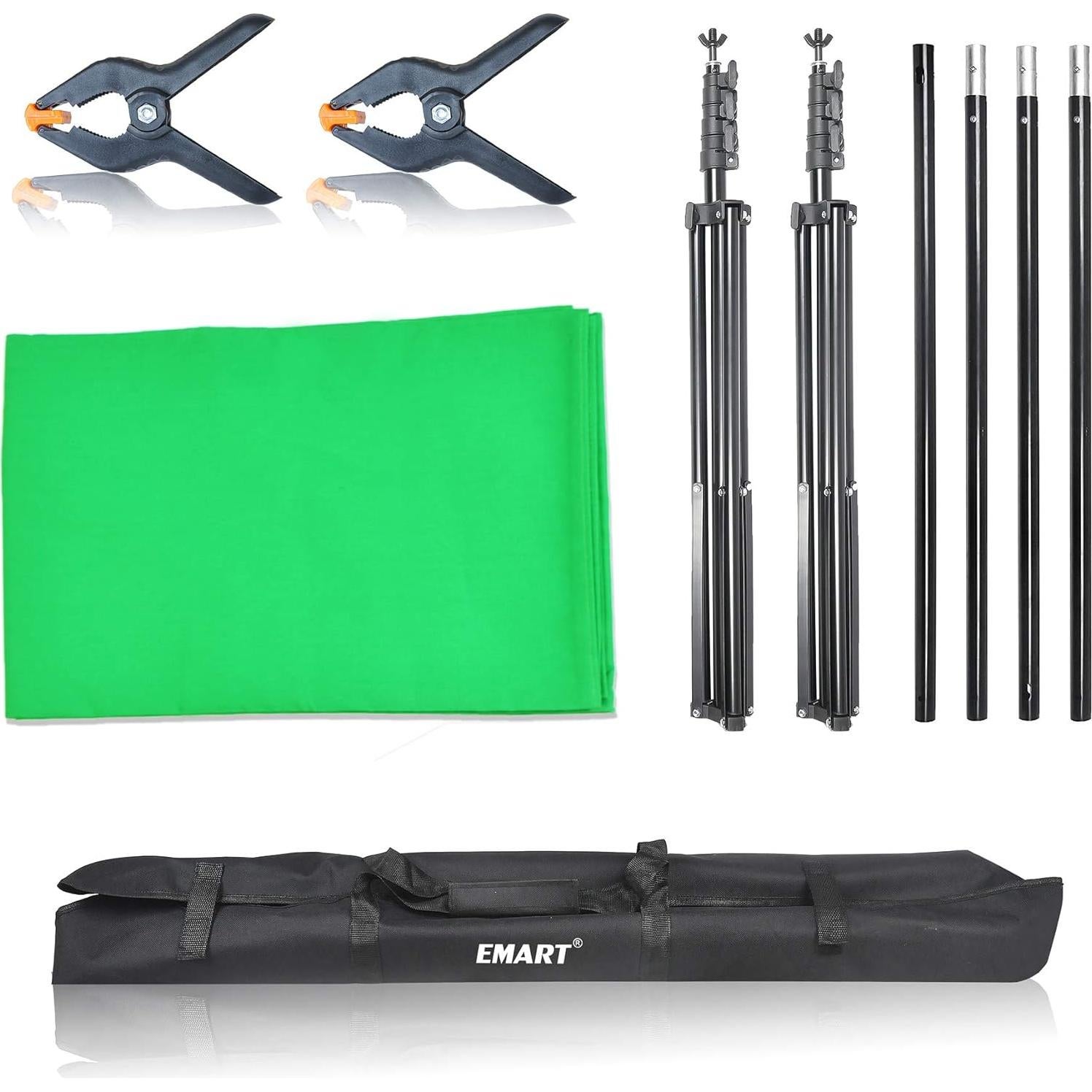 Kit de Soporte de Fondo Verde EMART 2.6x3.0m para Fotografía