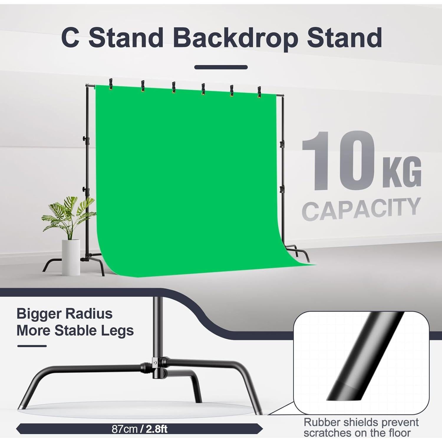 EMART Green Screen Backdrop Kit, 7 * 10 ft Photo Video Studio Greenscreen Background with Stand, Spring Clamps, Carrying Bag and Sandbags for Photography and Streaming