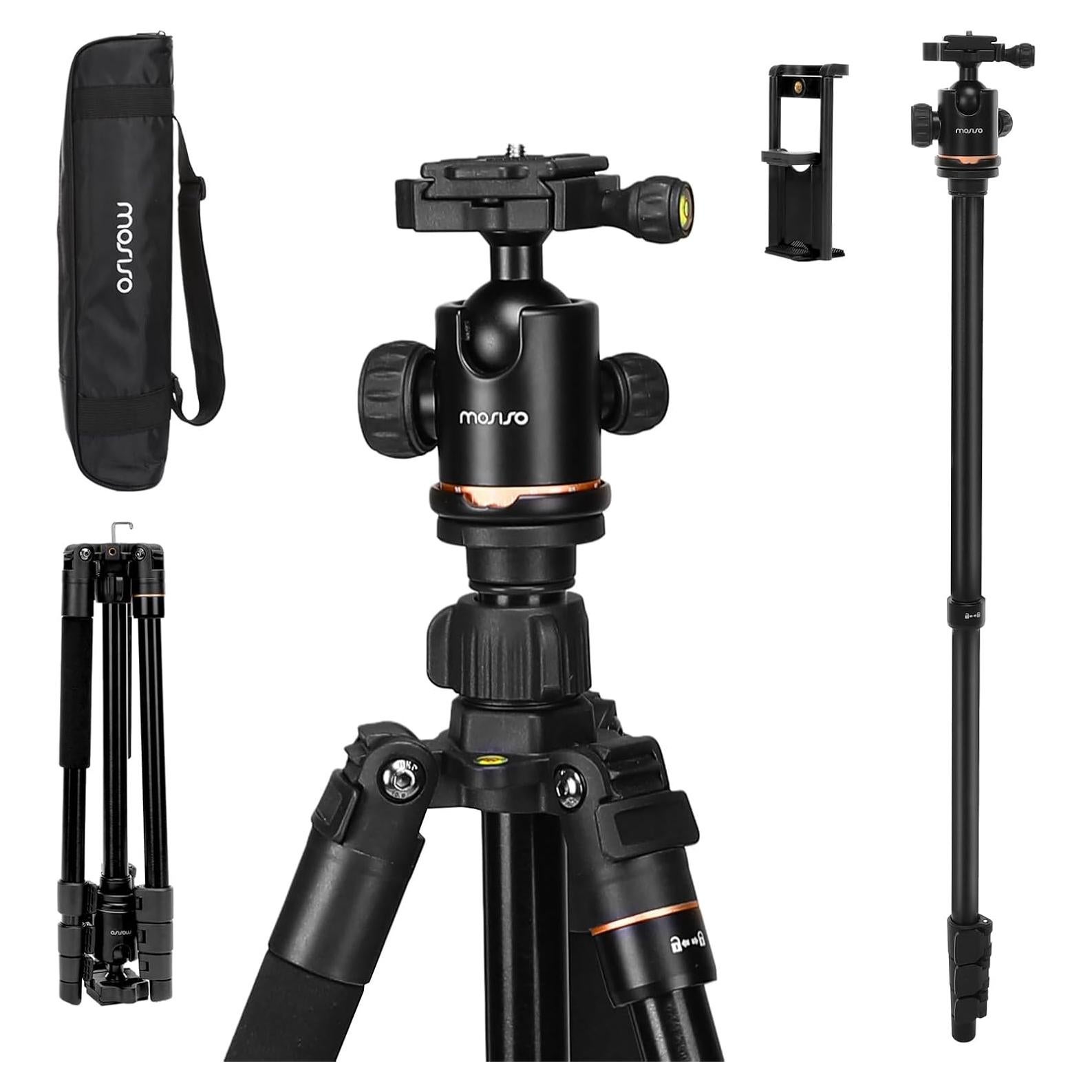Trípode de Cámara Mosiso 164 cm Aluminio 5 kg Bolsa y Monopie