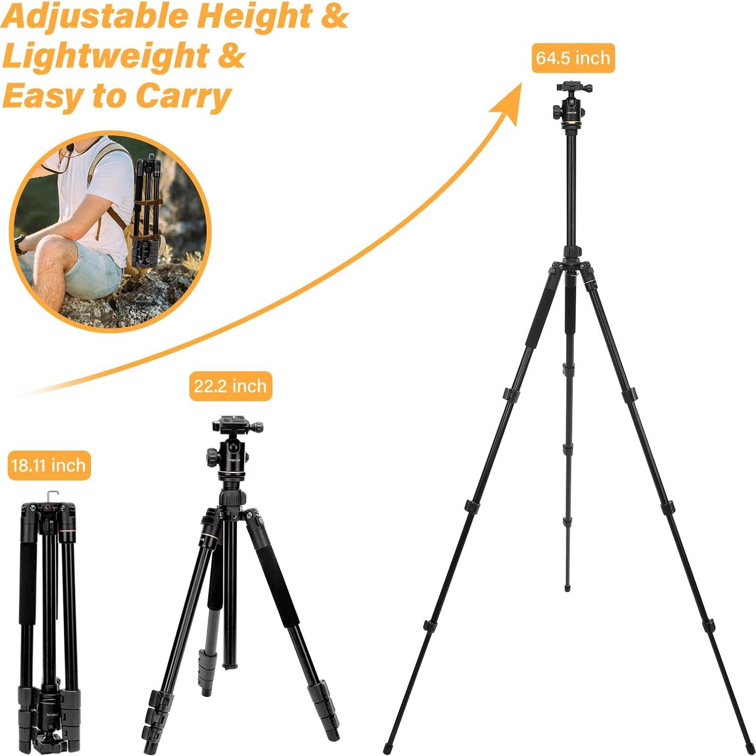 Trípode de Cámara Mosiso 164 cm Aluminio 5 kg Bolsa y Monopie