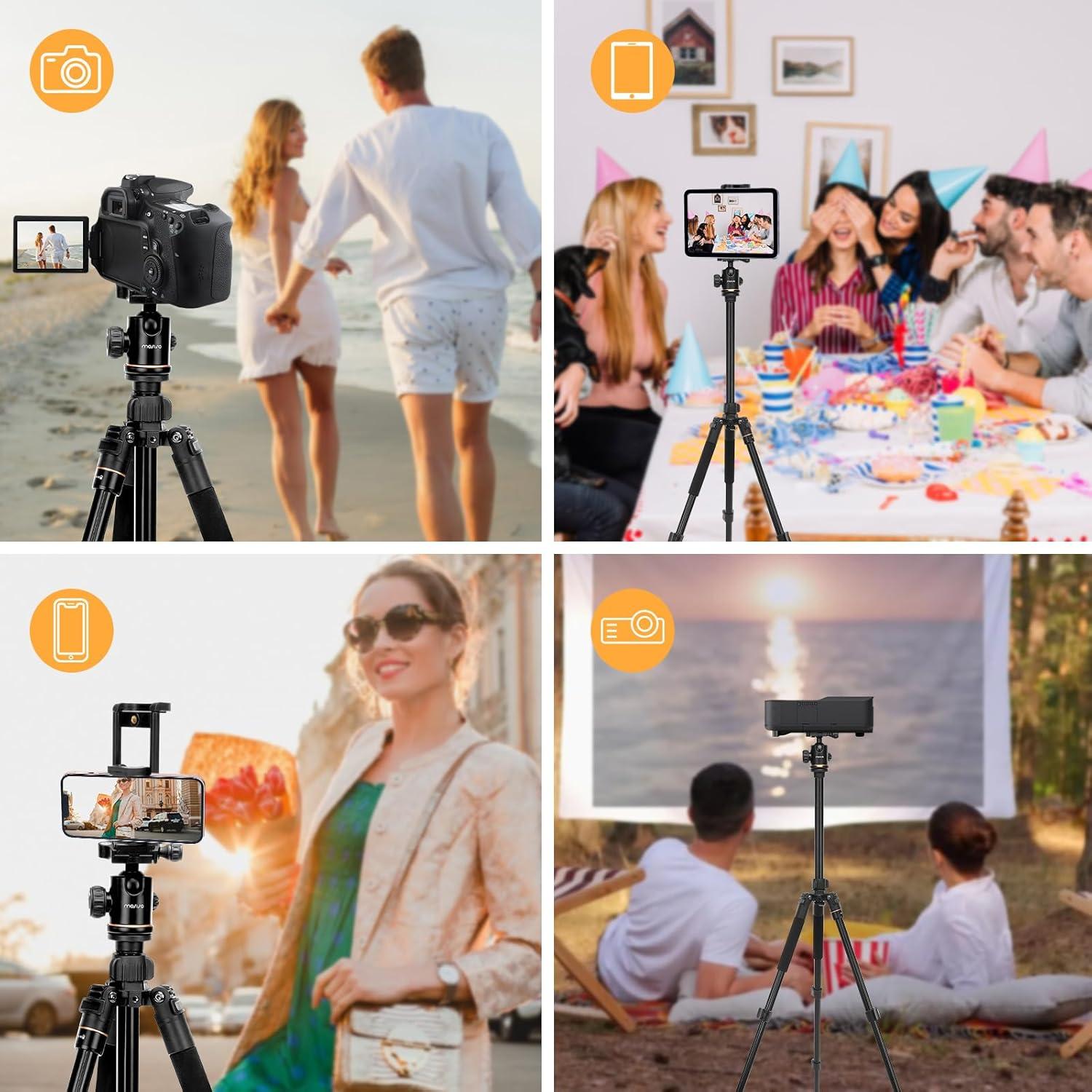 Trípode de Cámara Mosiso 164 cm Aluminio 5 kg Bolsa y Monopie