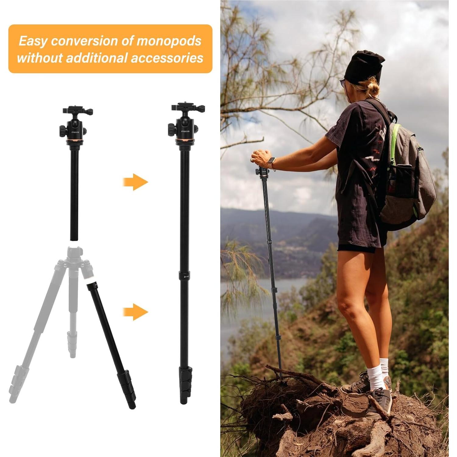 Trípode de Cámara Mosiso 164 cm Aluminio 5 kg Bolsa y Monopie