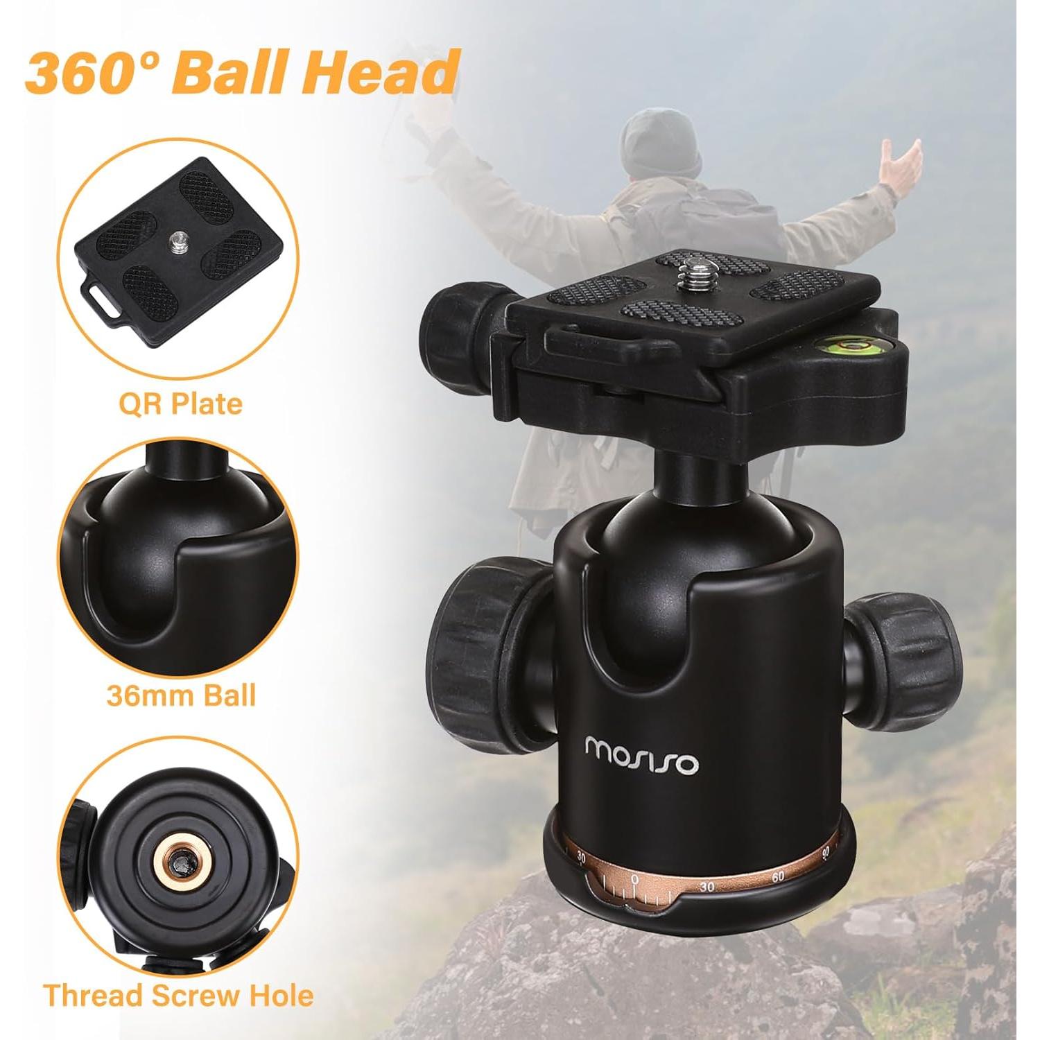 Trípode de Cámara Mosiso 164 cm Aluminio 5 kg Bolsa y Monopie