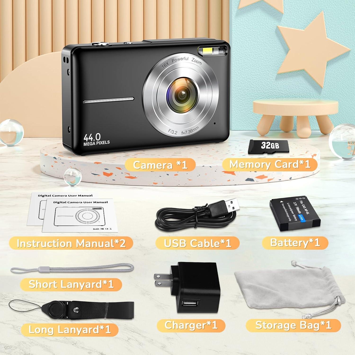 Cámara Digital Jukanur DC403 44MP 1080P Compacta para Niños