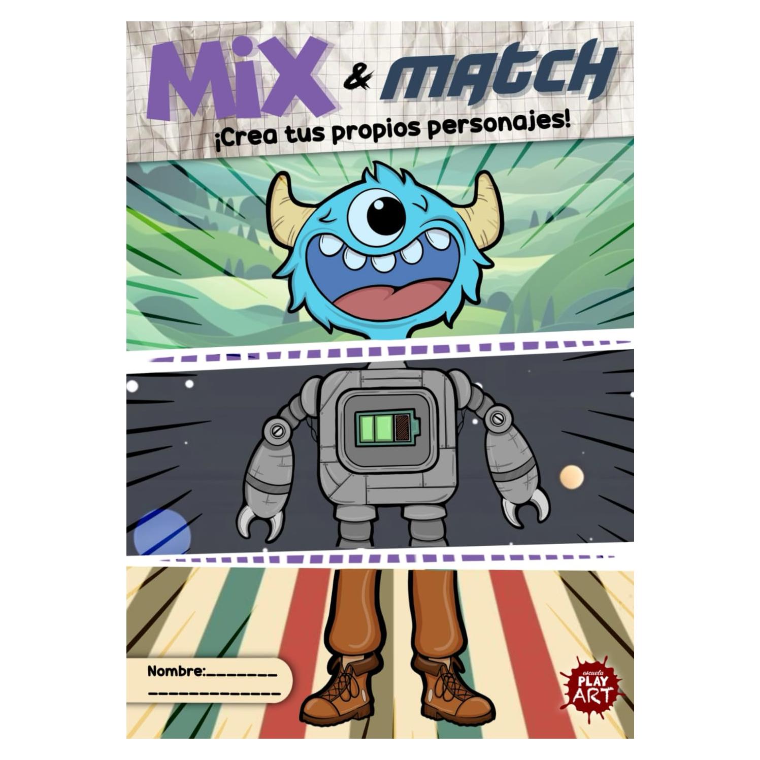Mix & Match: 3 libros en 1: Dibuja, pinta y crea tus personajes. Juega con ellos, inventa historias y comparte aventuras inolvidables con tu familia y amigos. (Libros PlayART) (Spanish Edition)