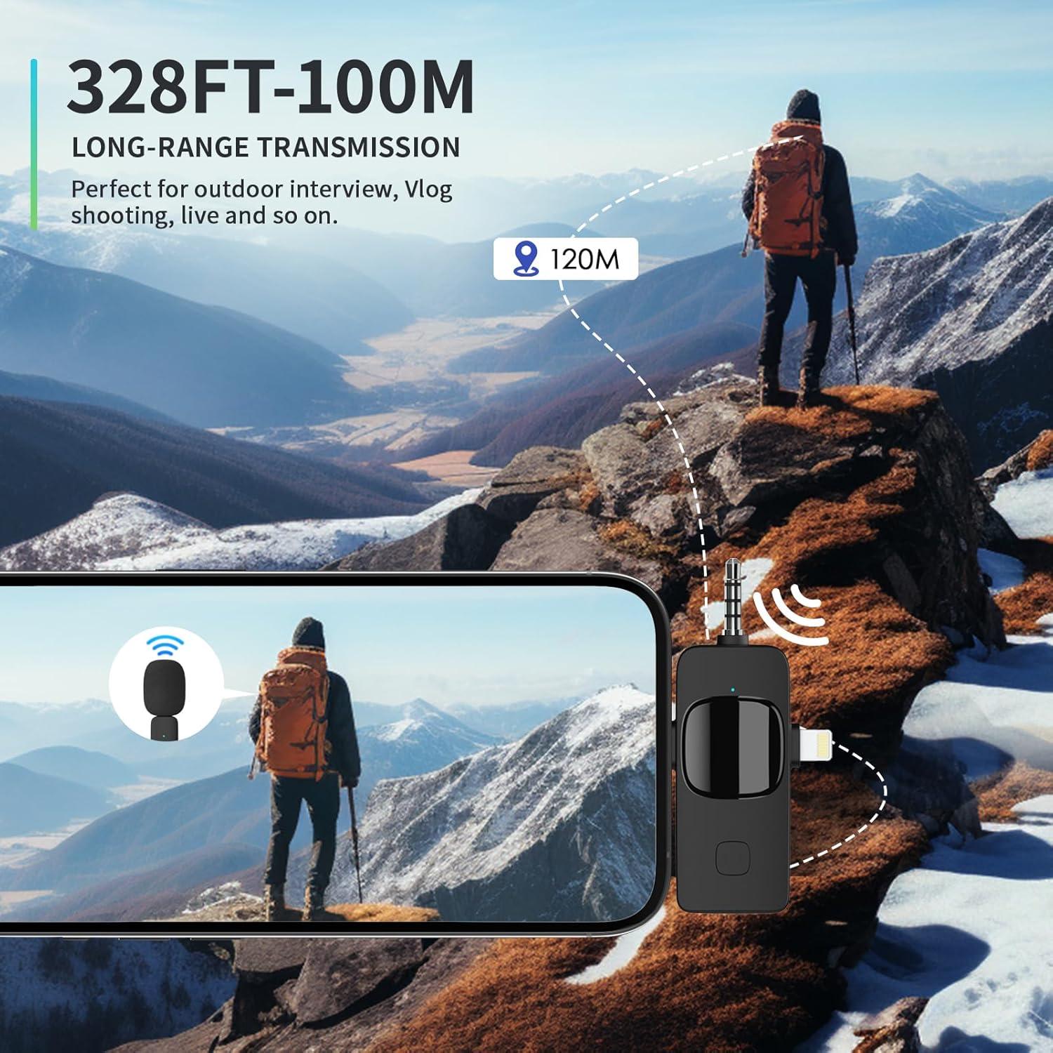 Micrófono Lavalier Inalámbrico HITROLINK K6 3 en 1 para iPhone y Android