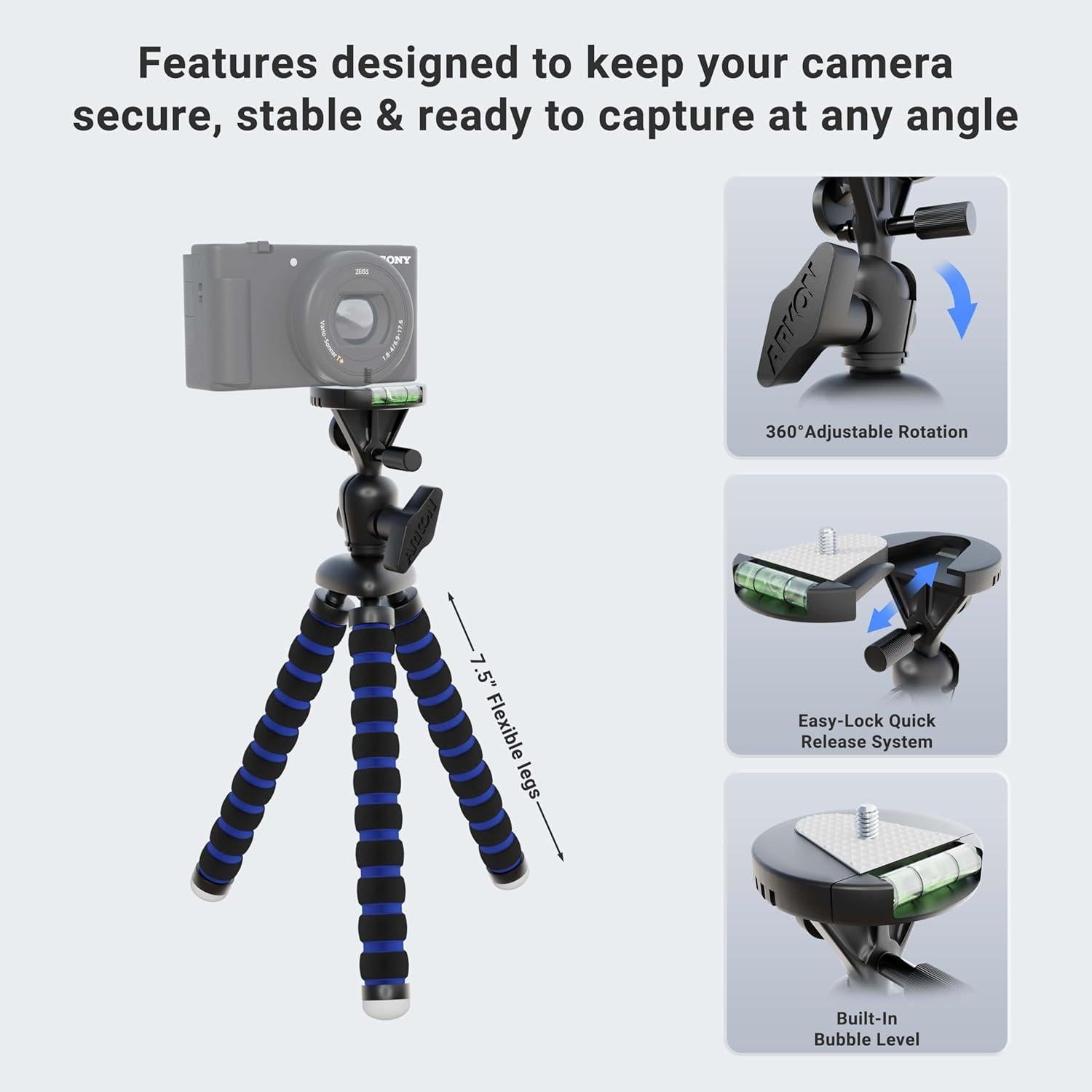 Soporte de trípode flexible Arkon CMPTRIXL para cámaras