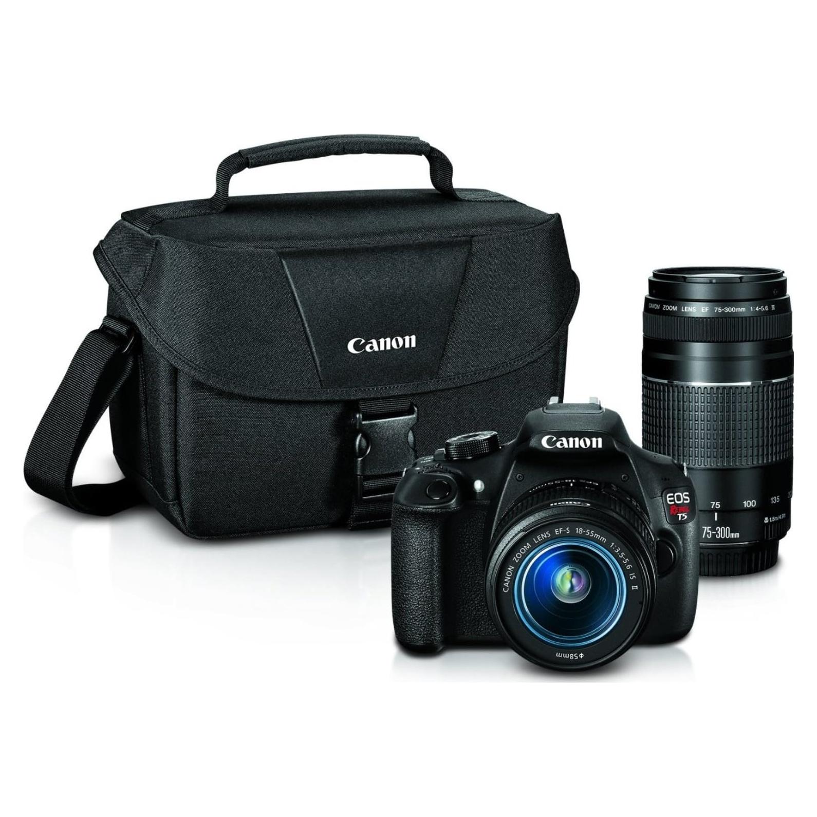 Cámara DSLR Canon EOS Rebel T5 + Lentes 18-55mm y 75-300mm