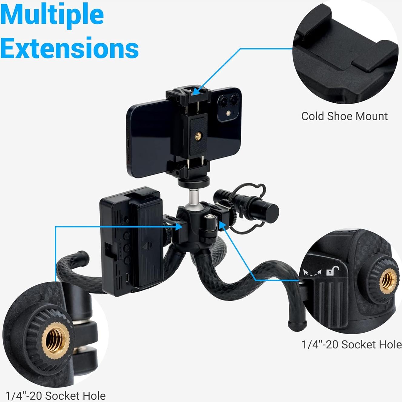 Trípode Mini Flexible Plegable JJC TPMT1 con Soporte para Teléfono