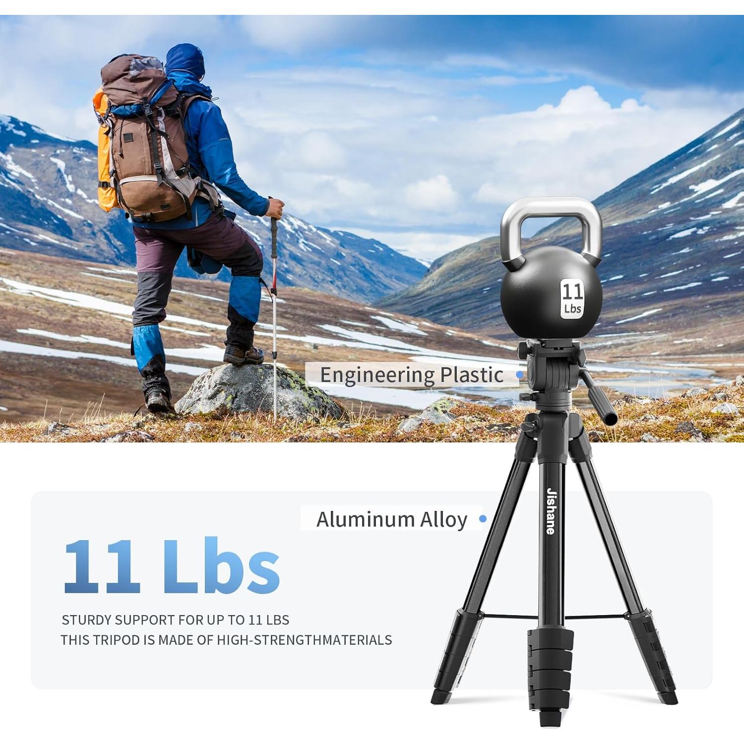 Trípode de cámara Jishane S690 61" Aluminio Liviano 11 lb