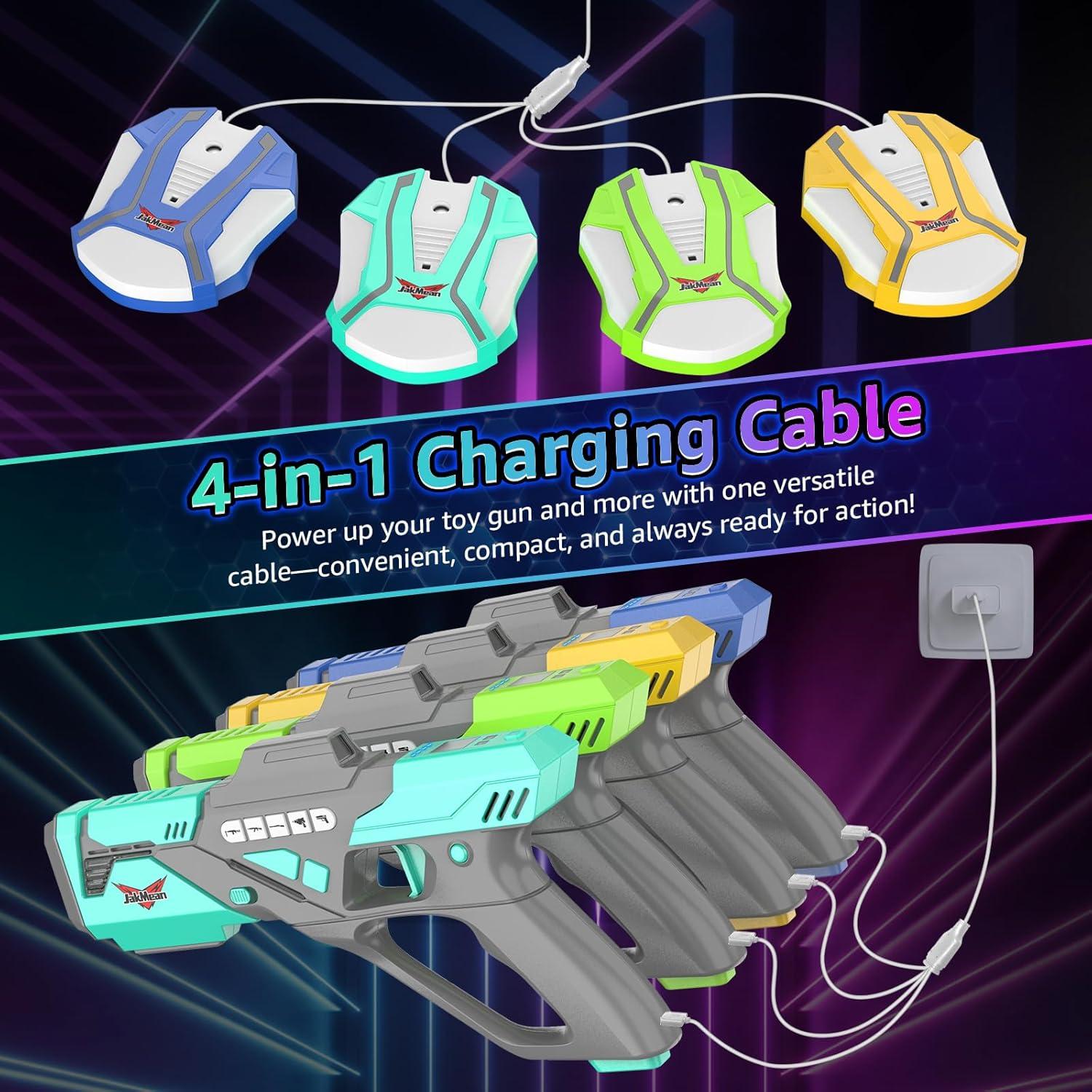 Juego de Laser Tag Recargable JakMean 4 Pistolas y Chalecos
