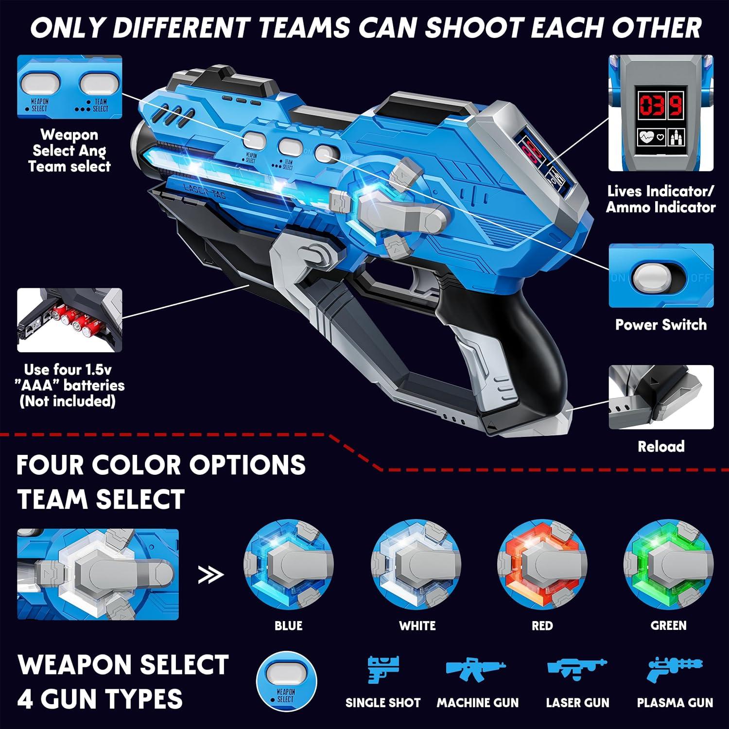 Conjunto de 2 pistolas láser IJO con chalecos LED para 6 a 12 años