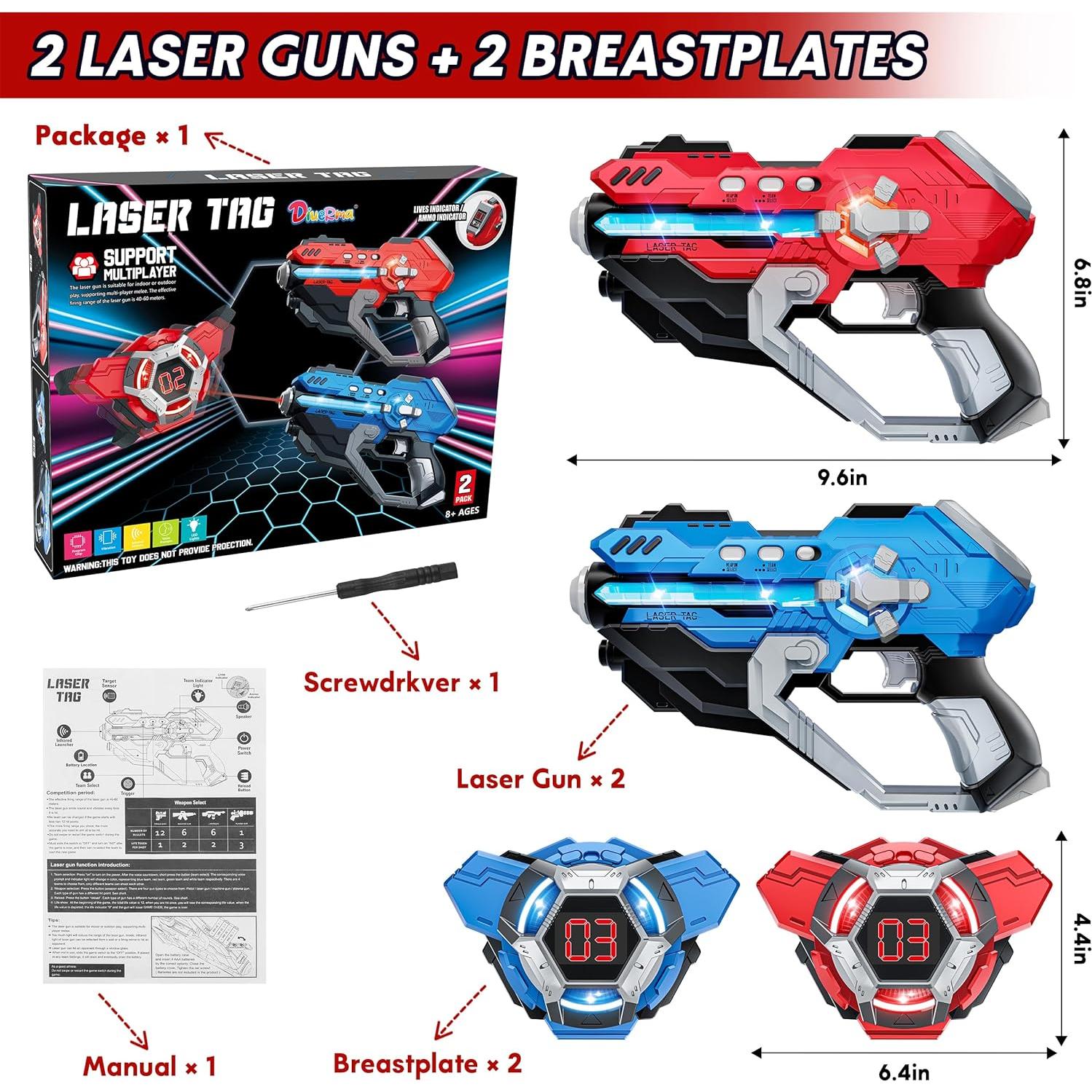 Conjunto de 2 pistolas láser IJO con chalecos LED para 6 a 12 años