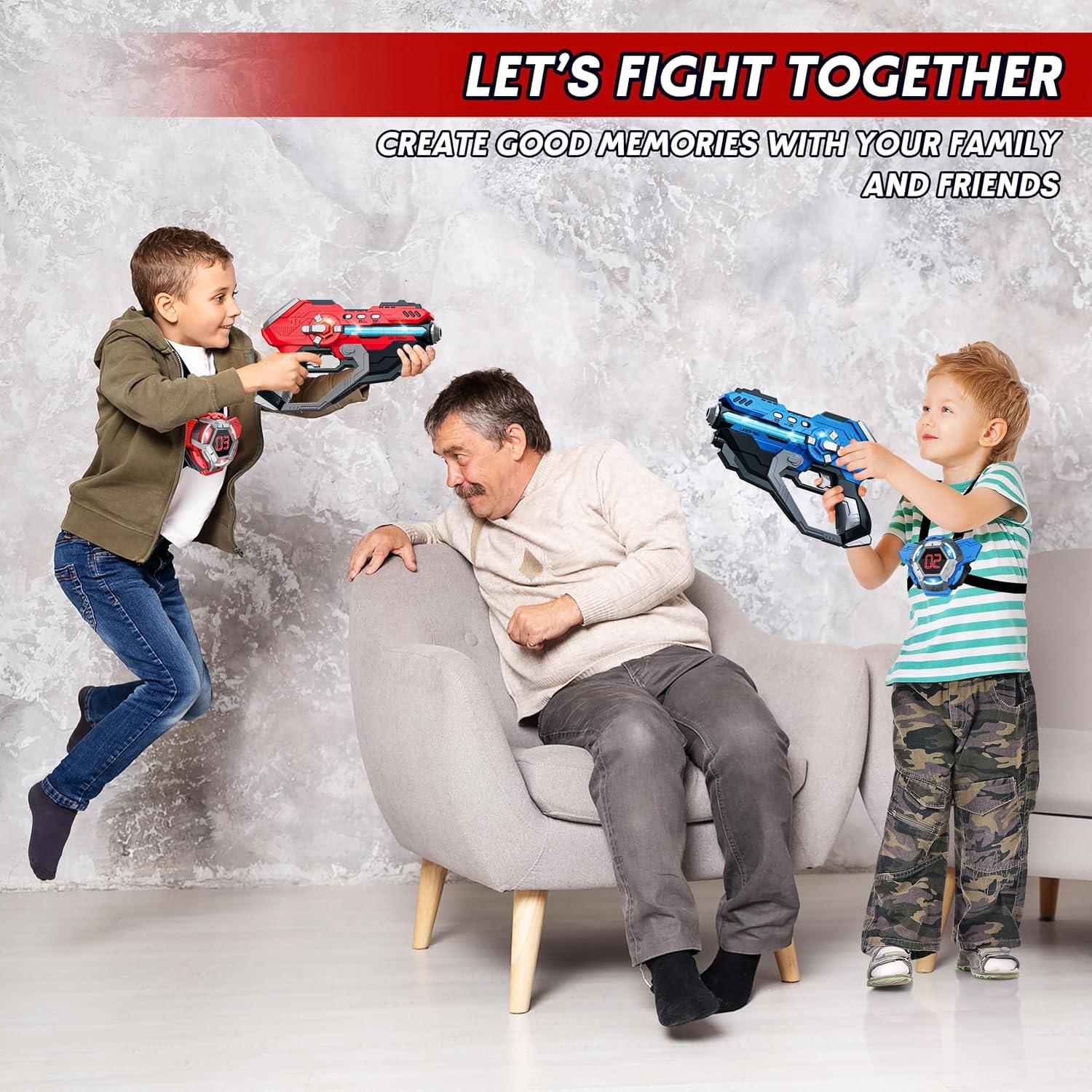 Conjunto de 2 pistolas láser IJO con chalecos LED para 6 a 12 años