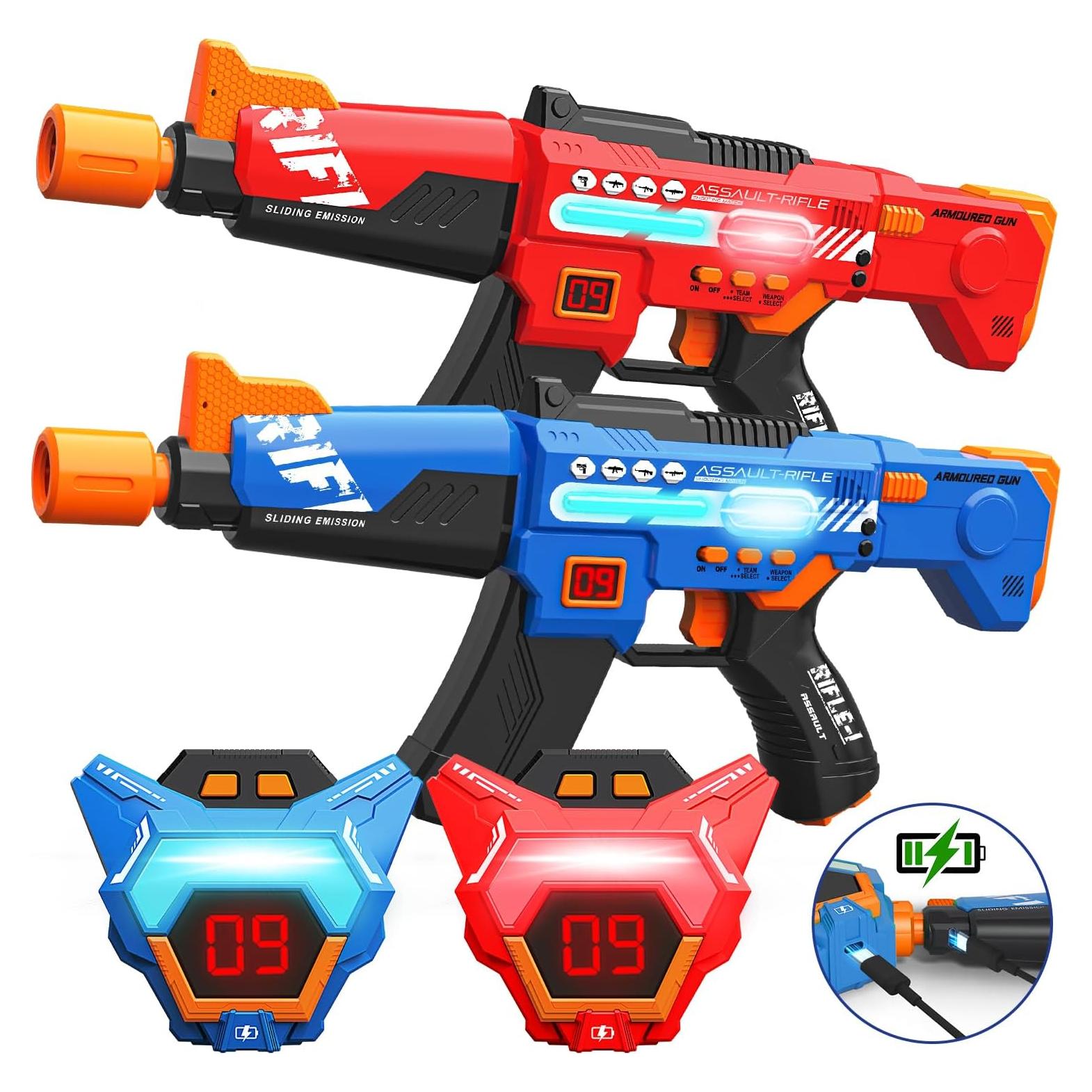 Juego de Laser Tag Recargable 2 Pistolas y Chalecos LED