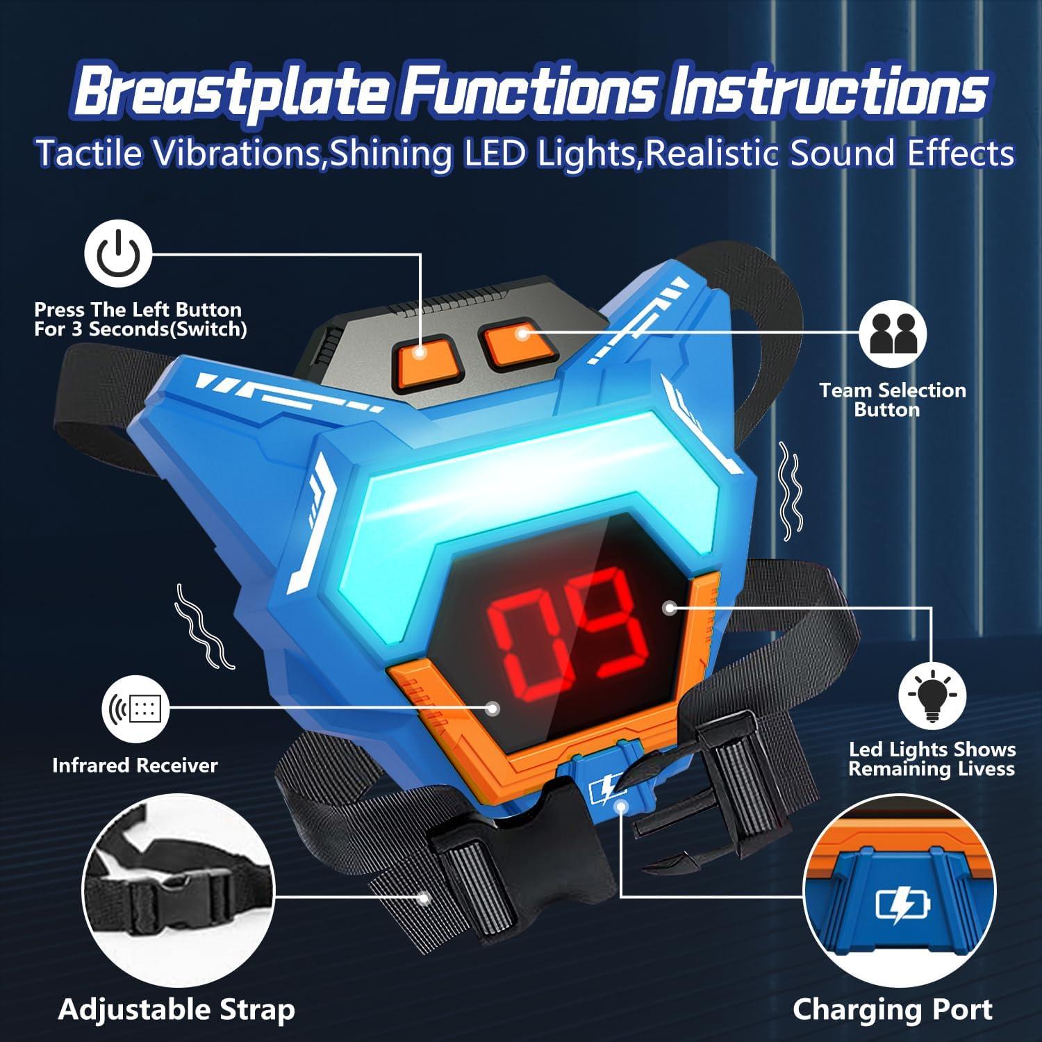 Juego de Laser Tag Recargable 2 Pistolas y Chalecos LED