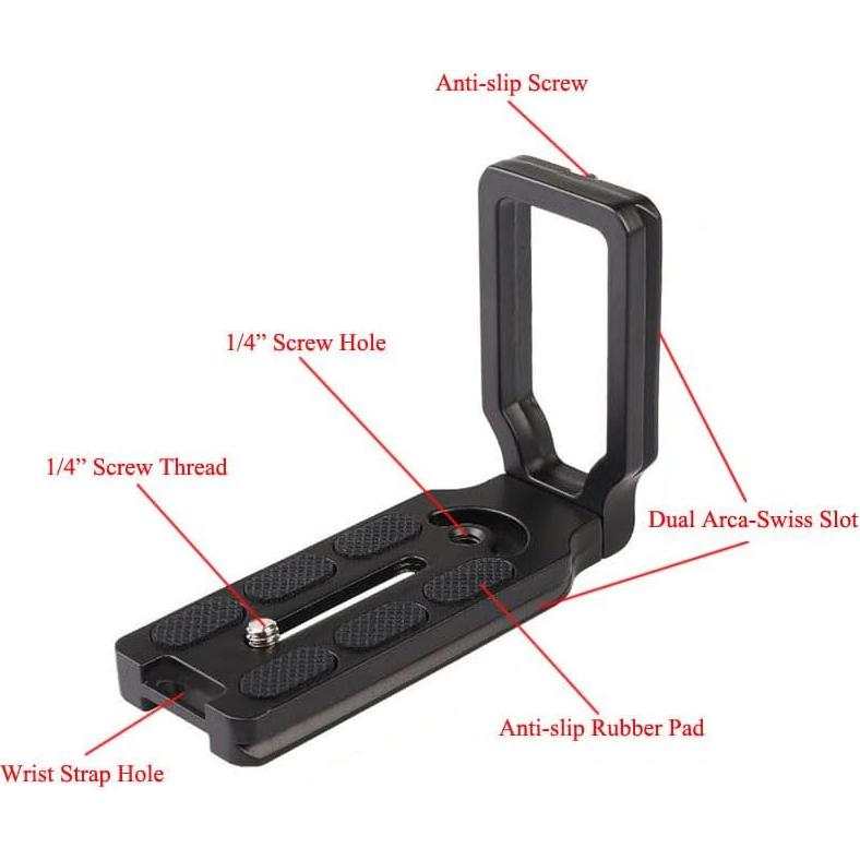 DSLR Camera L-Shaped Bracket Mount, Arca-Swiss Vertical Horizontal Switching Quick Release Plate for Canon Nikon Sony DJI Osmo Ronin Zhiyun Stabilizer, Compatible with Tripod Monopod