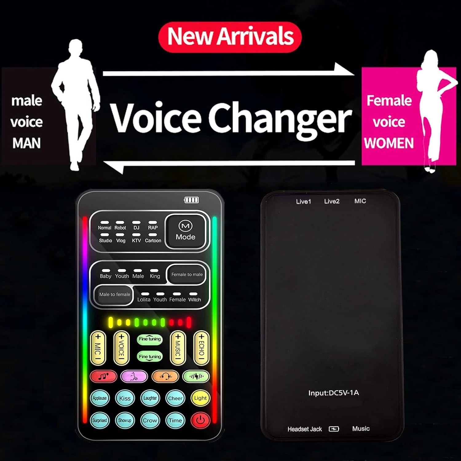 Cambiador de Voz Portátil I9000 con 16 Efectos de Sonido