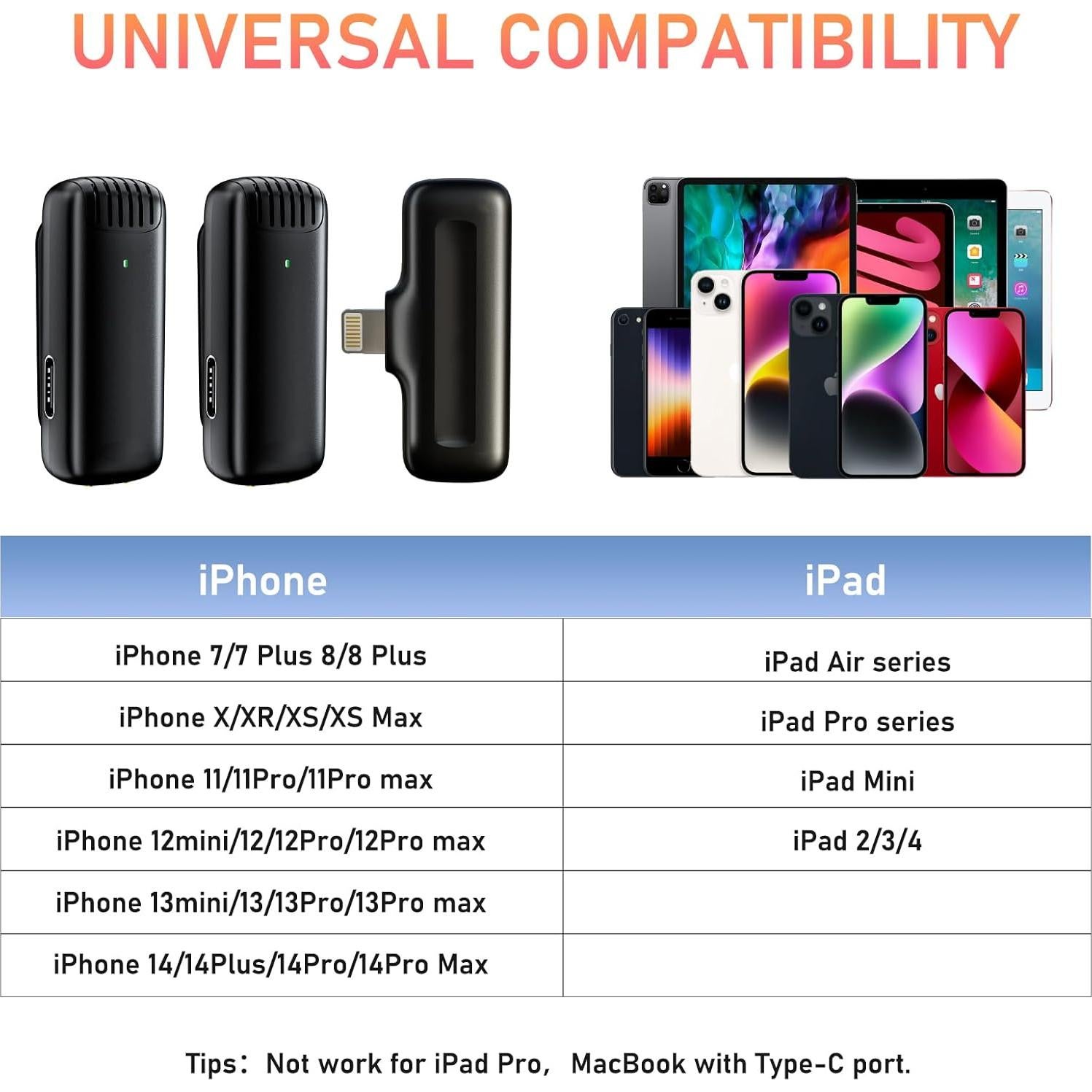 Micrófono Lavalier Inalámbrico Melusen J13 para iPhone/iPad