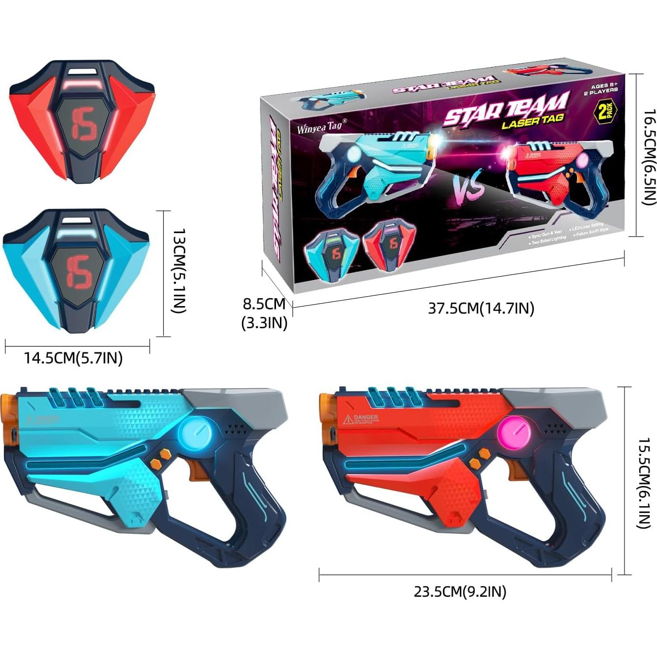 Juego de Laser Tag 2 jugadores WINYEA con Chalecos LED