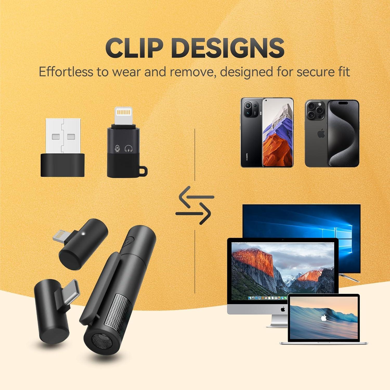 Micrófono Lavalier Inalámbrico EACHWELL para iPhone - Negro