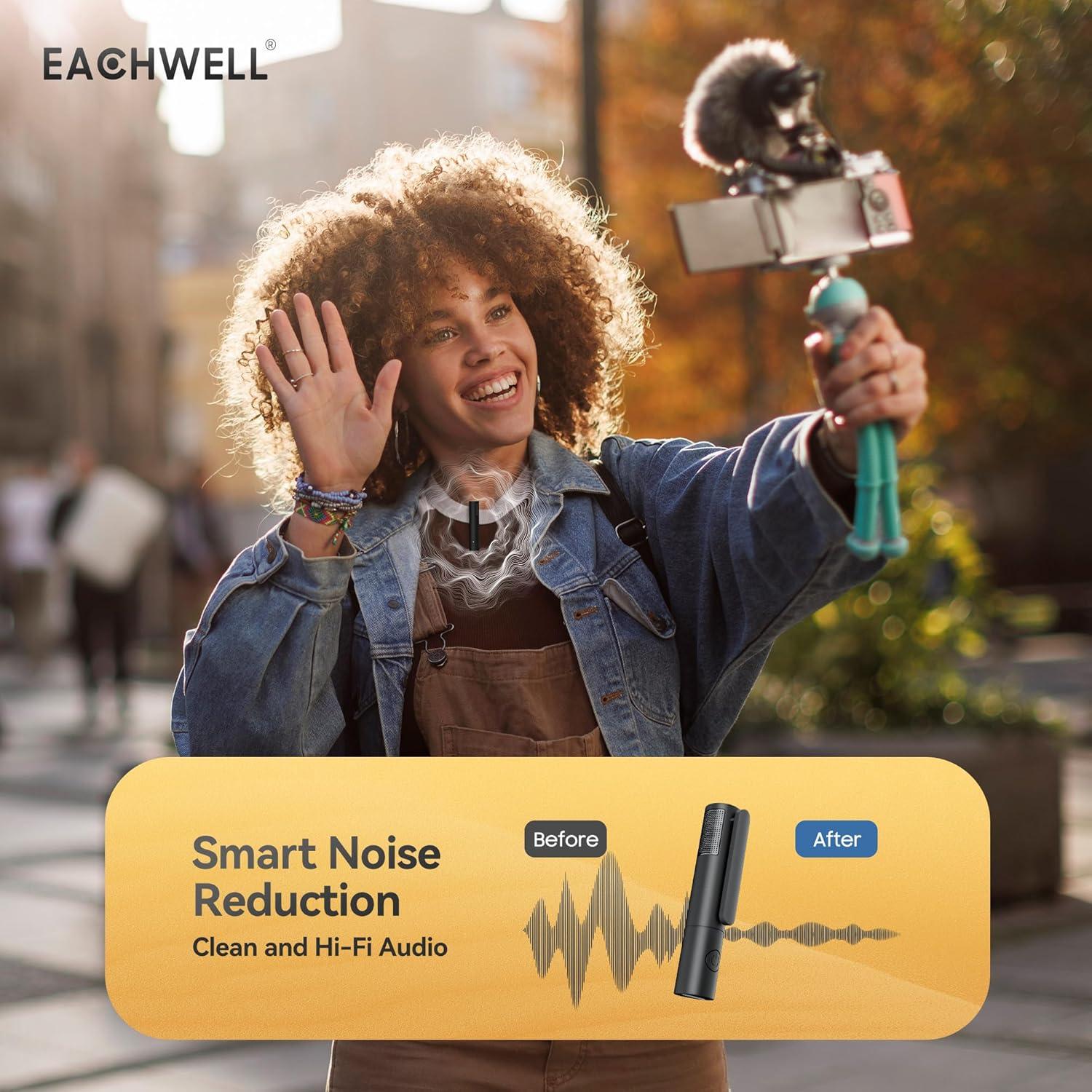 Micrófono Lavalier Inalámbrico EACHWELL para iPhone - Negro
