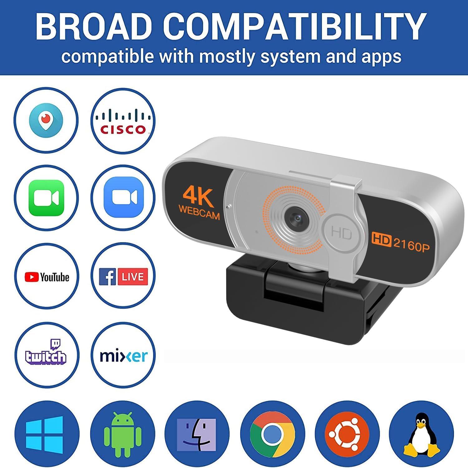 Cámara Web 4K Nolansend con Micrófono y Control Remoto