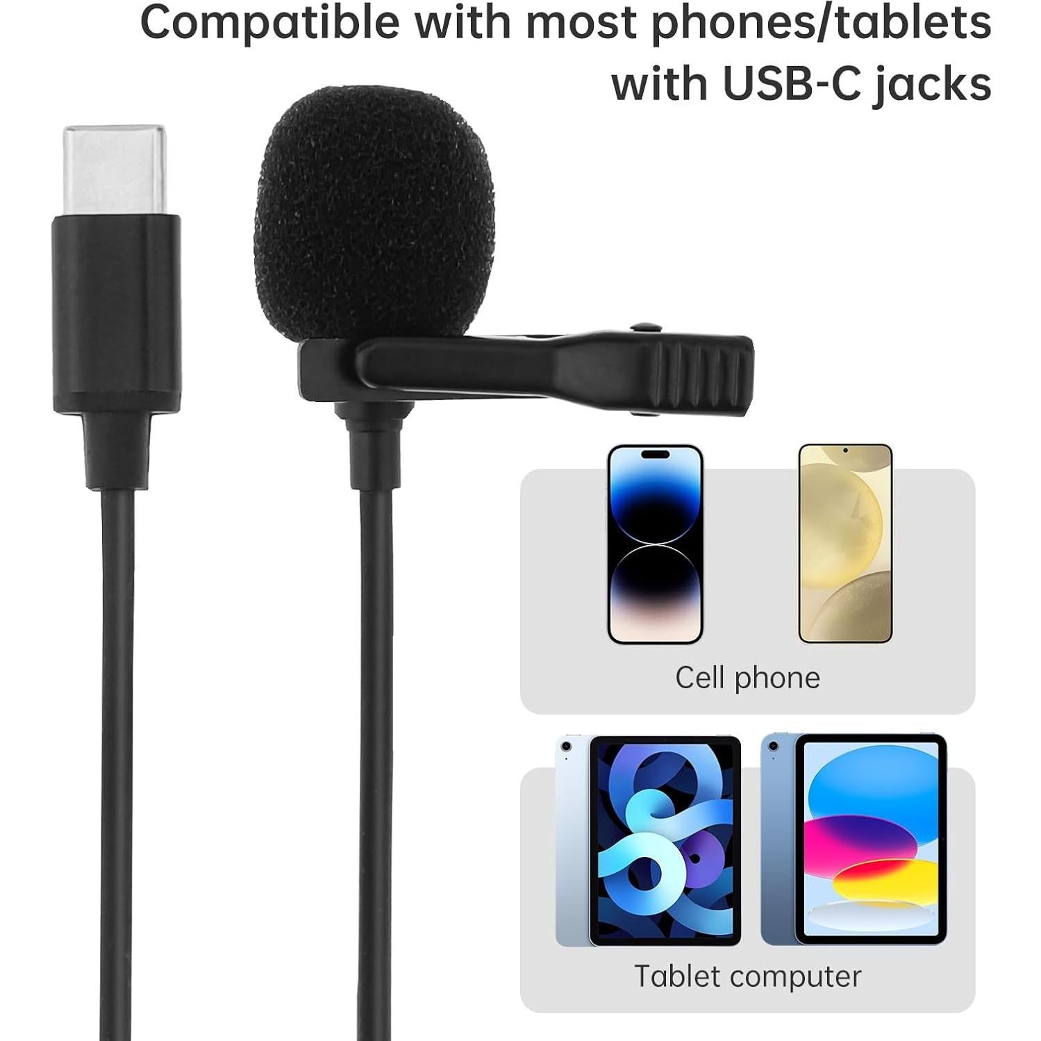 Micrófono Lavalier USB-C RTNLIT Omnidireccional 1.5m