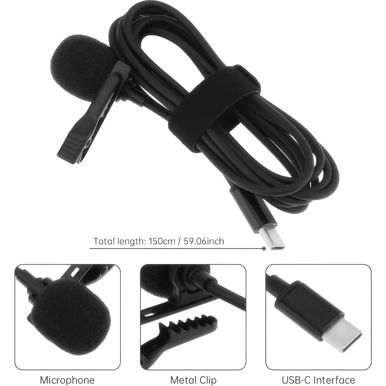 Micrófono Lavalier USB-C RTNLIT Omnidireccional 1.5m